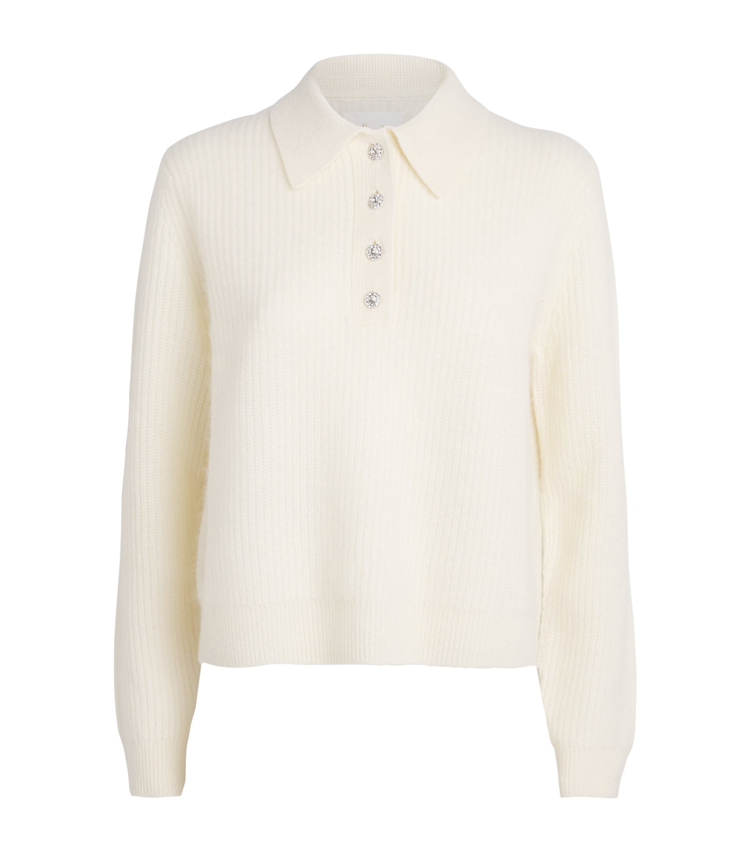 Harrods Womens Cashmere Polo Sweater Ivory