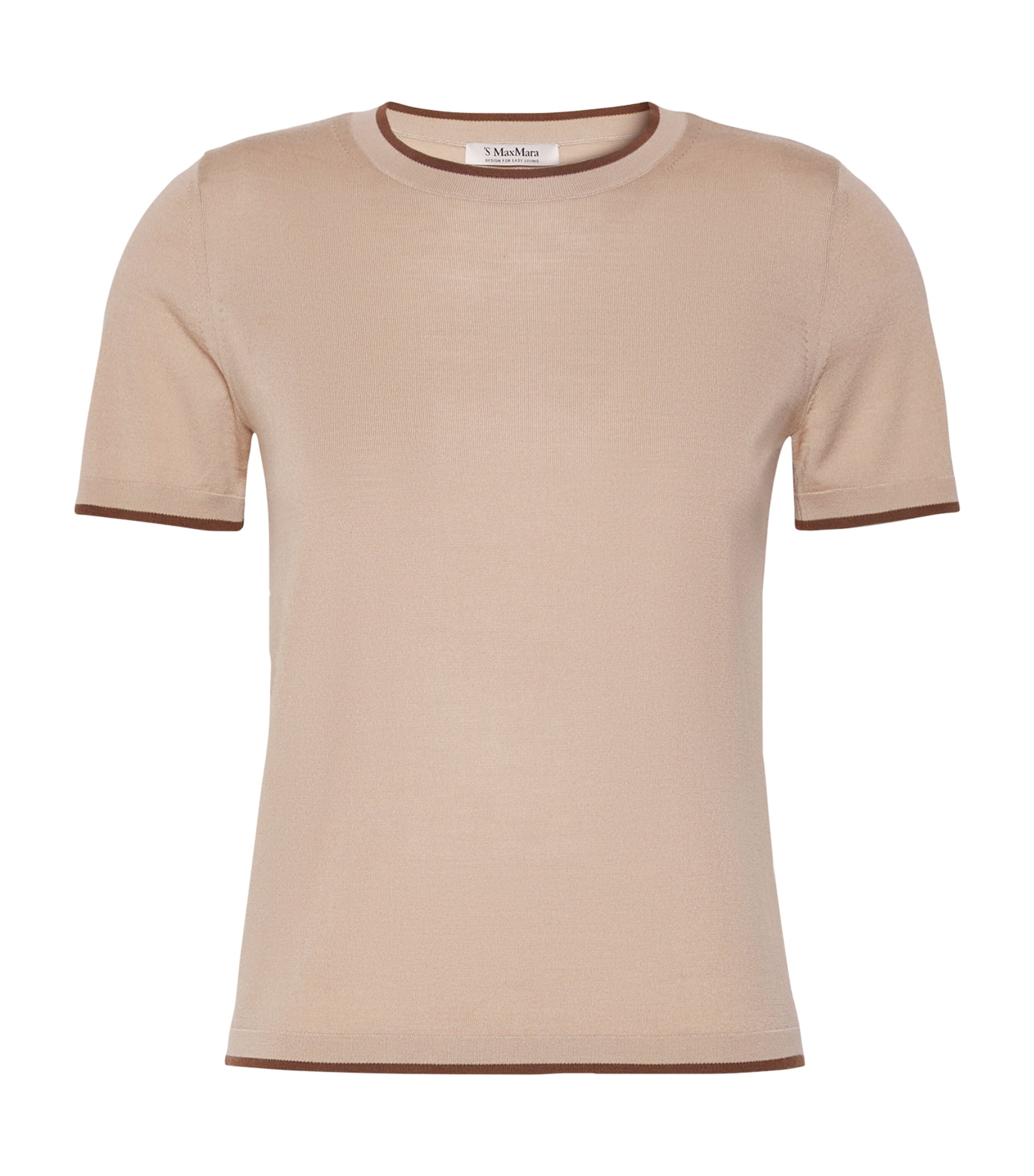 Max Mara Womens Virgin Wool Short-Sleeve Sweater Beige