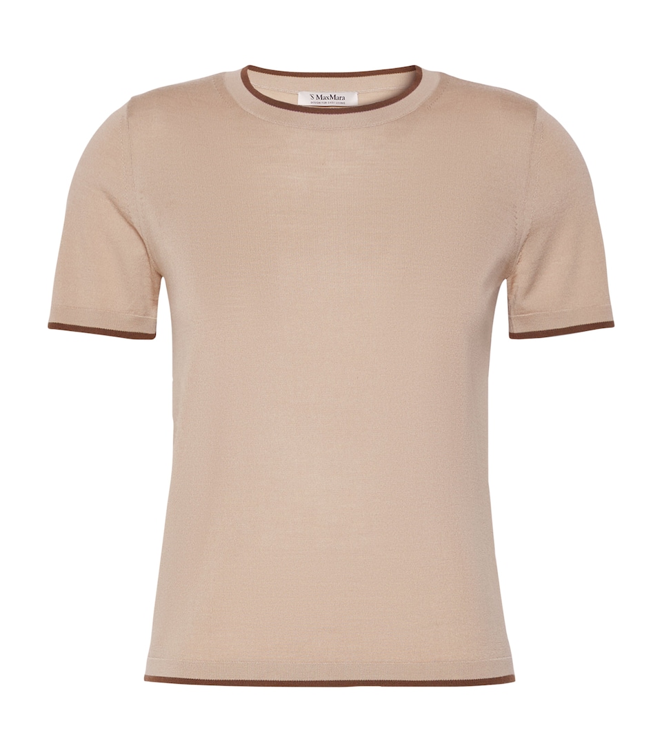 Max Mara Womens Virgin Wool Short-Sleeve Sweater Beige