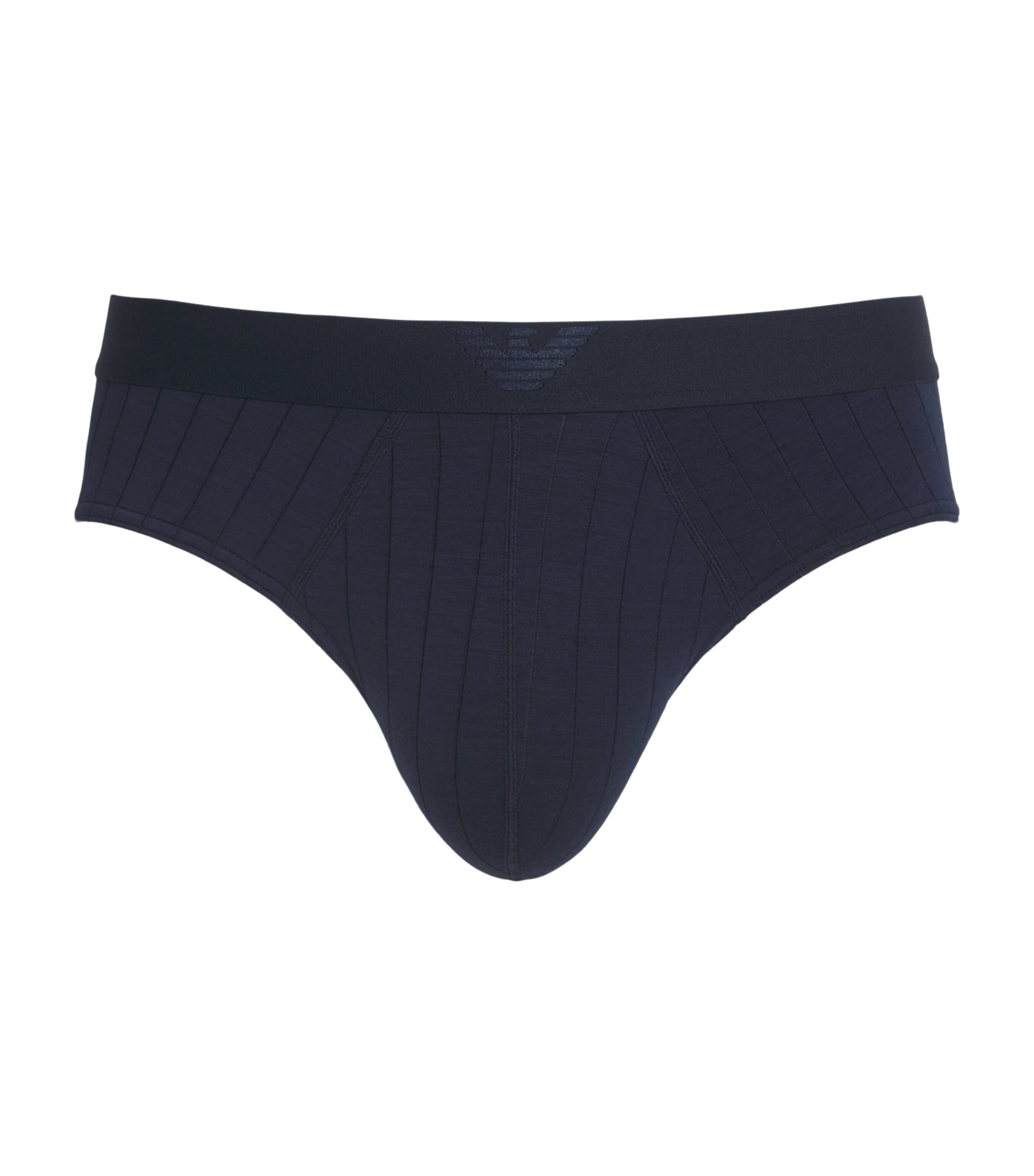 Emporio Armani Mens Modal-Blend Logo Trunks Blu Strip