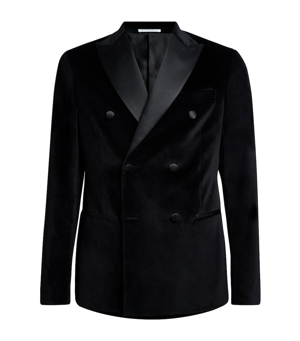 Pal Zileri Mens Stretch-Cotton Double-Breasted Tuxedo Jacket Black