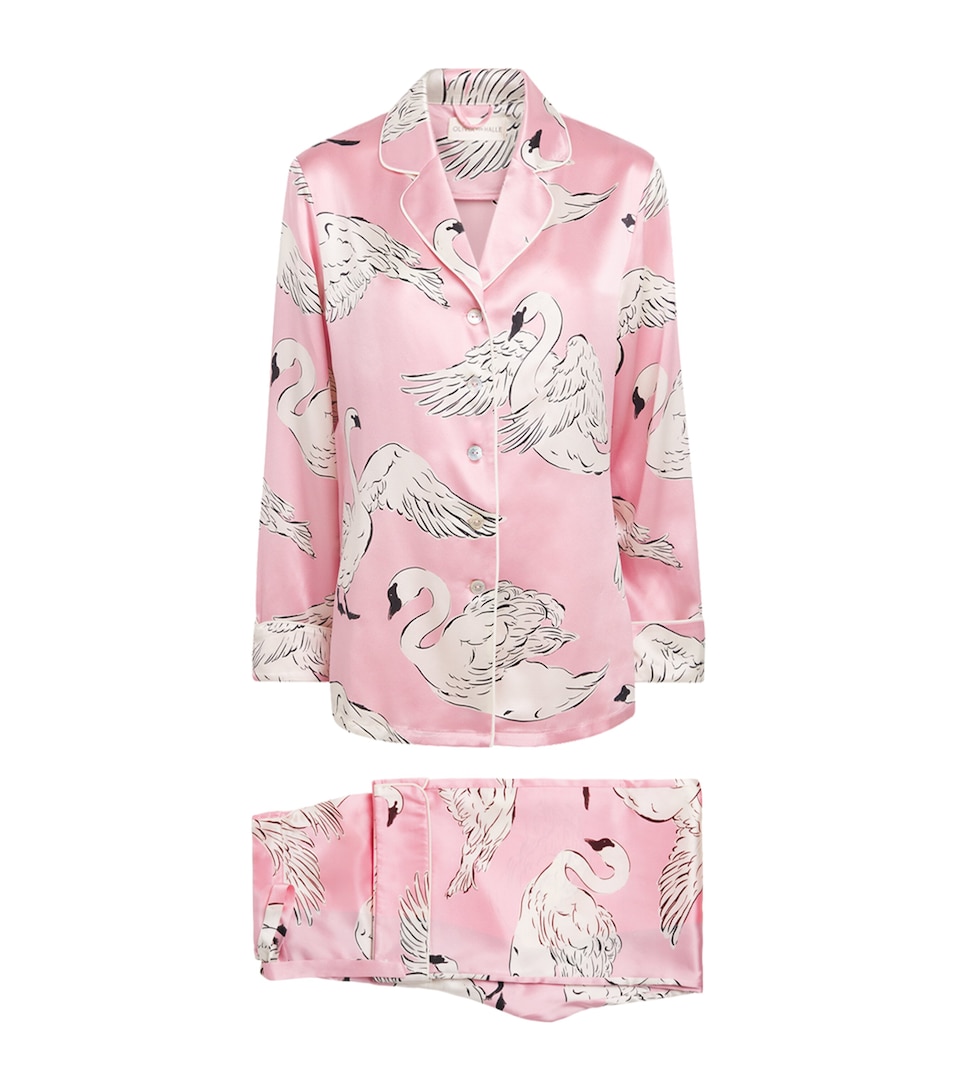 Olivia von Halle Womens Silk Lila Selene Swan Pyjamas