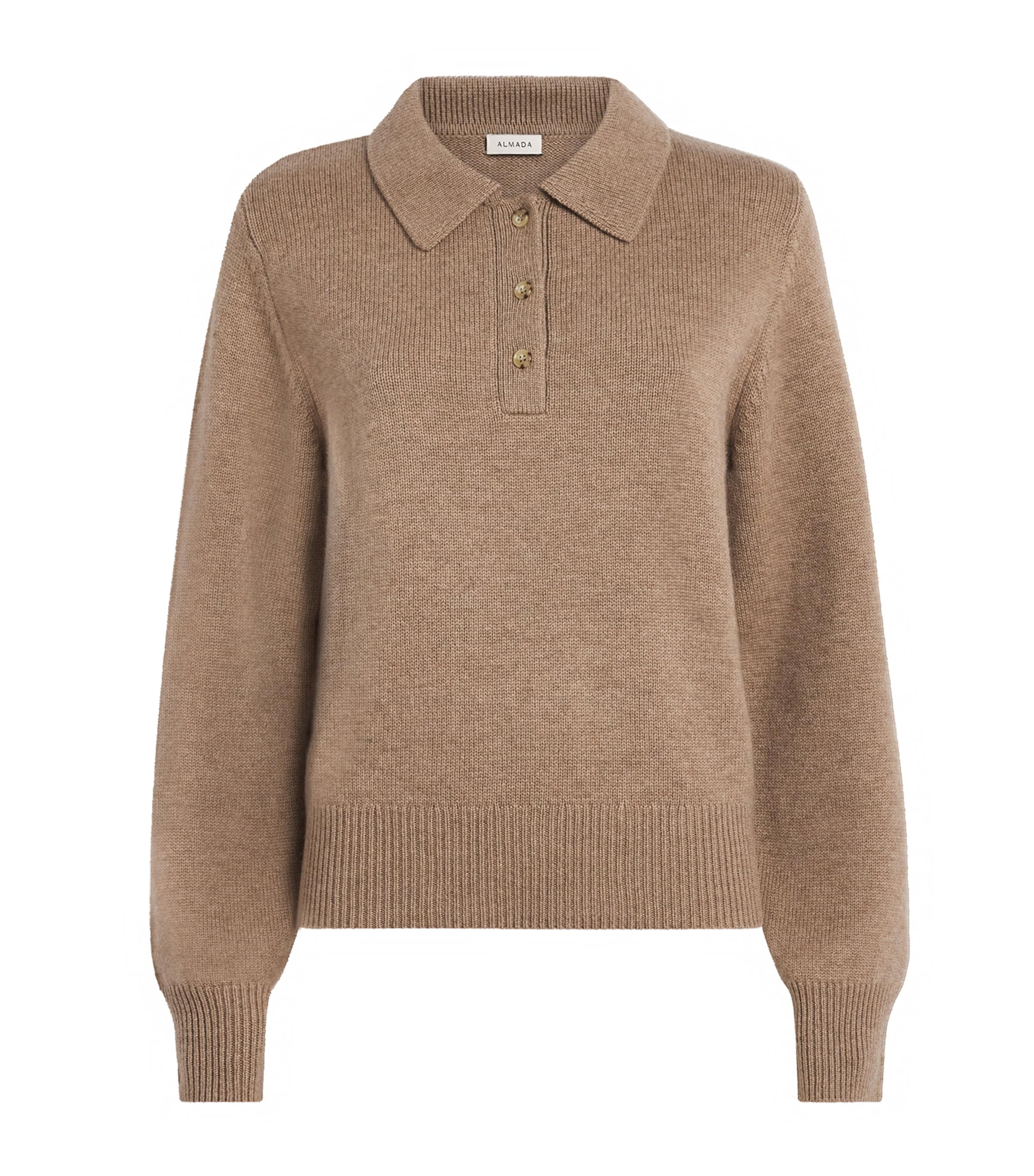 Almada Label Womens Wool-Cashmere Polo Sweater Hazel