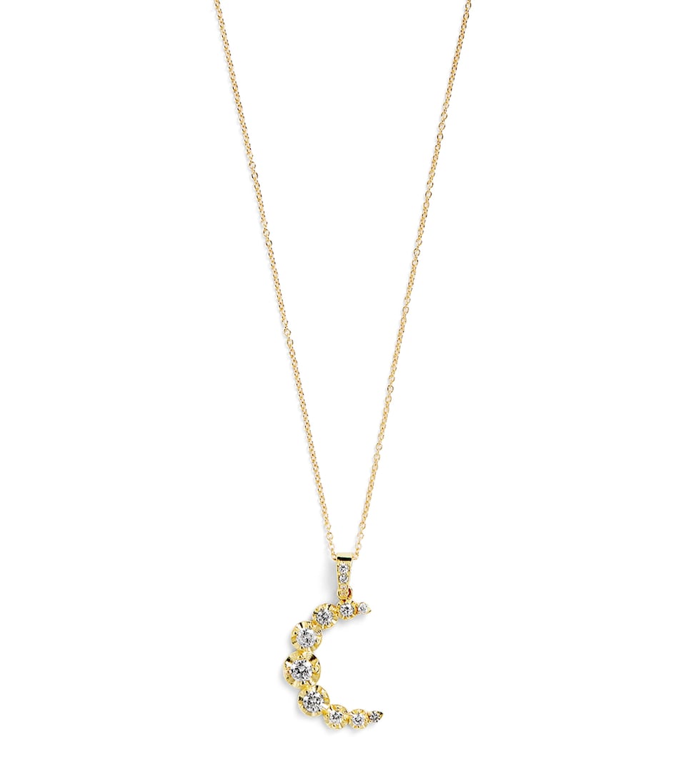 Yellow Gold and Diamond Moon Necklace