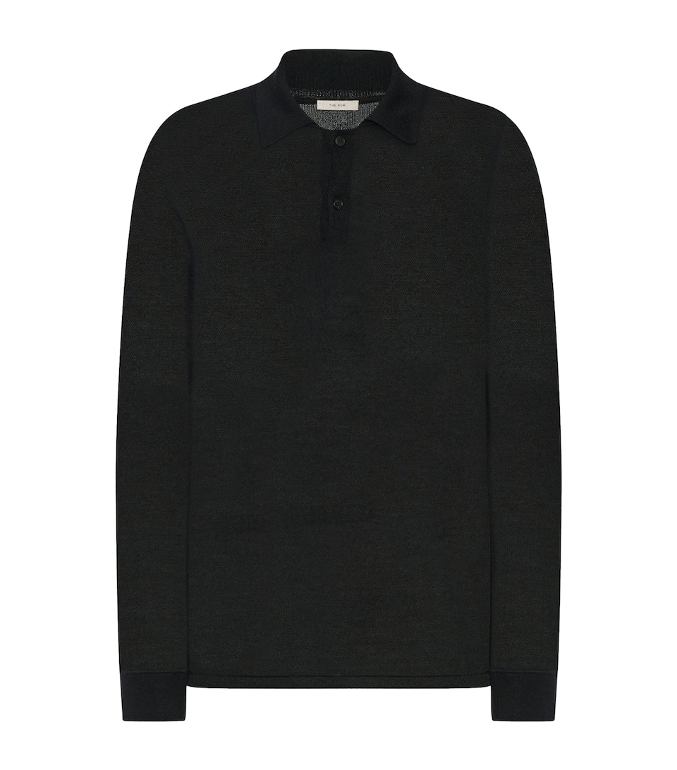 The Row Mens Blaize Cashmere Polo Sweater Black