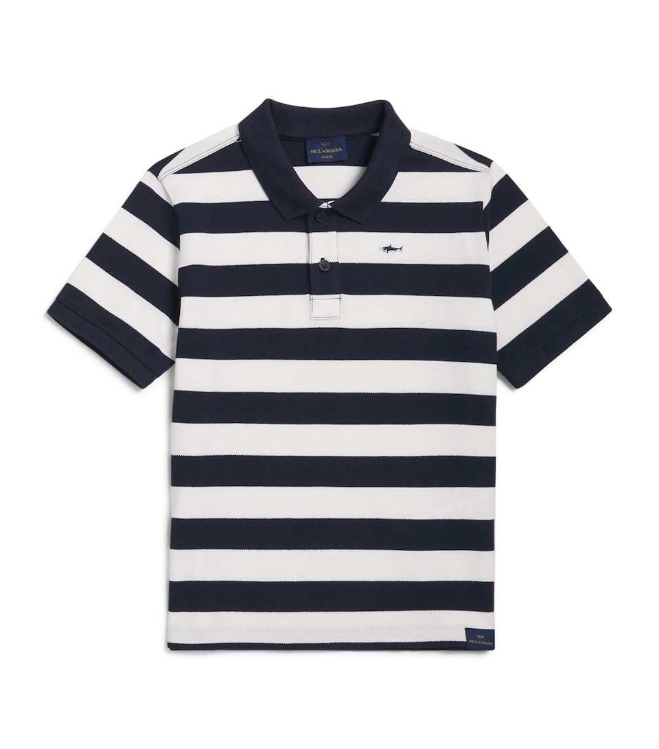 Paul & Shark Stripe Polo Shirt (8-14 Years) White/blue