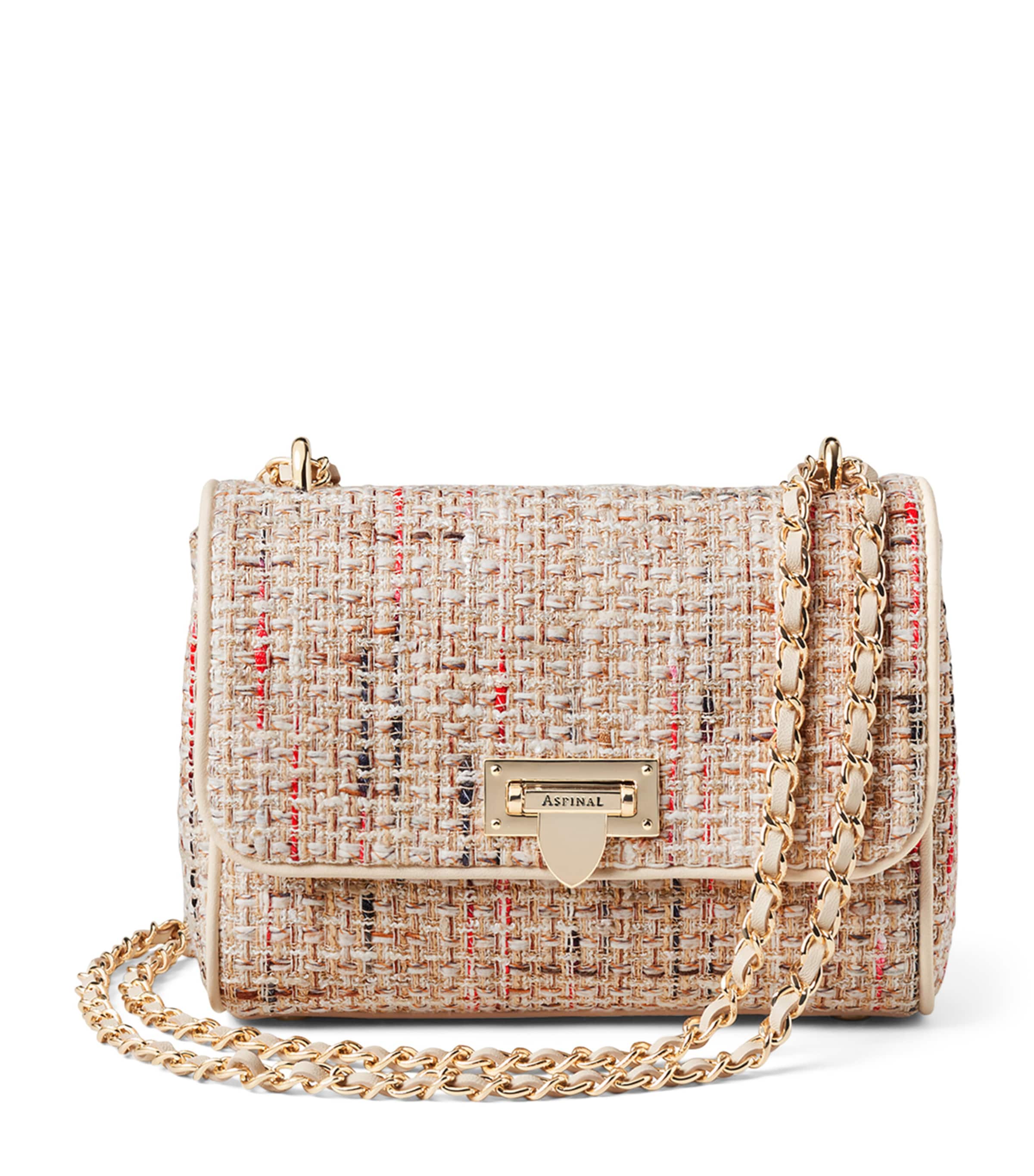 Aspinal Of London Tweed Lottie Cross-Body Bag Neutral