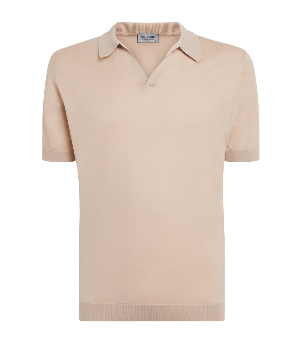 John Smedley Mens Sea Island Cotton Noah Polo Shirt Almond