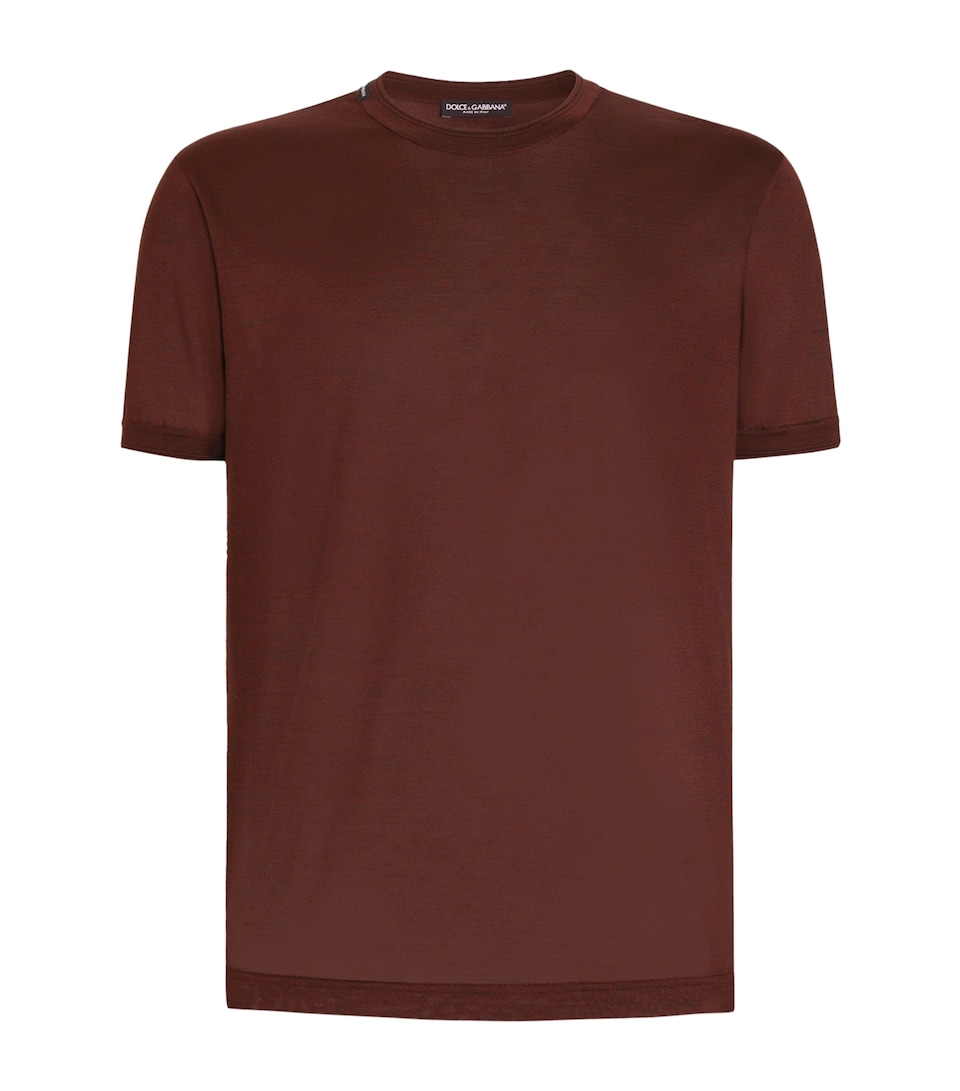 Dolce&Gabbana Mens Silk T-Shirt Red Bordeaux M