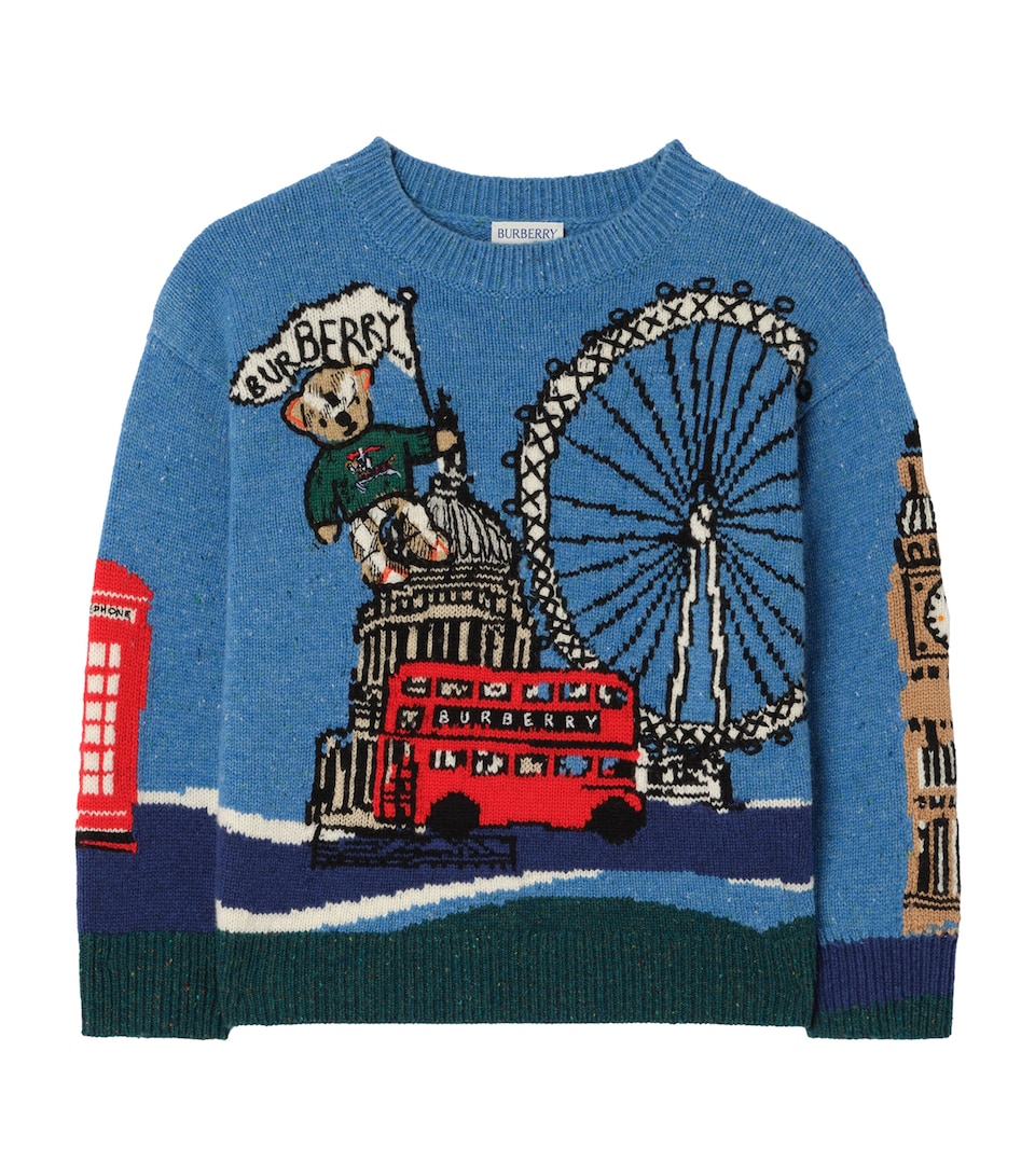 Burberry Kids Wool-Blend London Bear Sweater (4-12 Years) Sky Blue