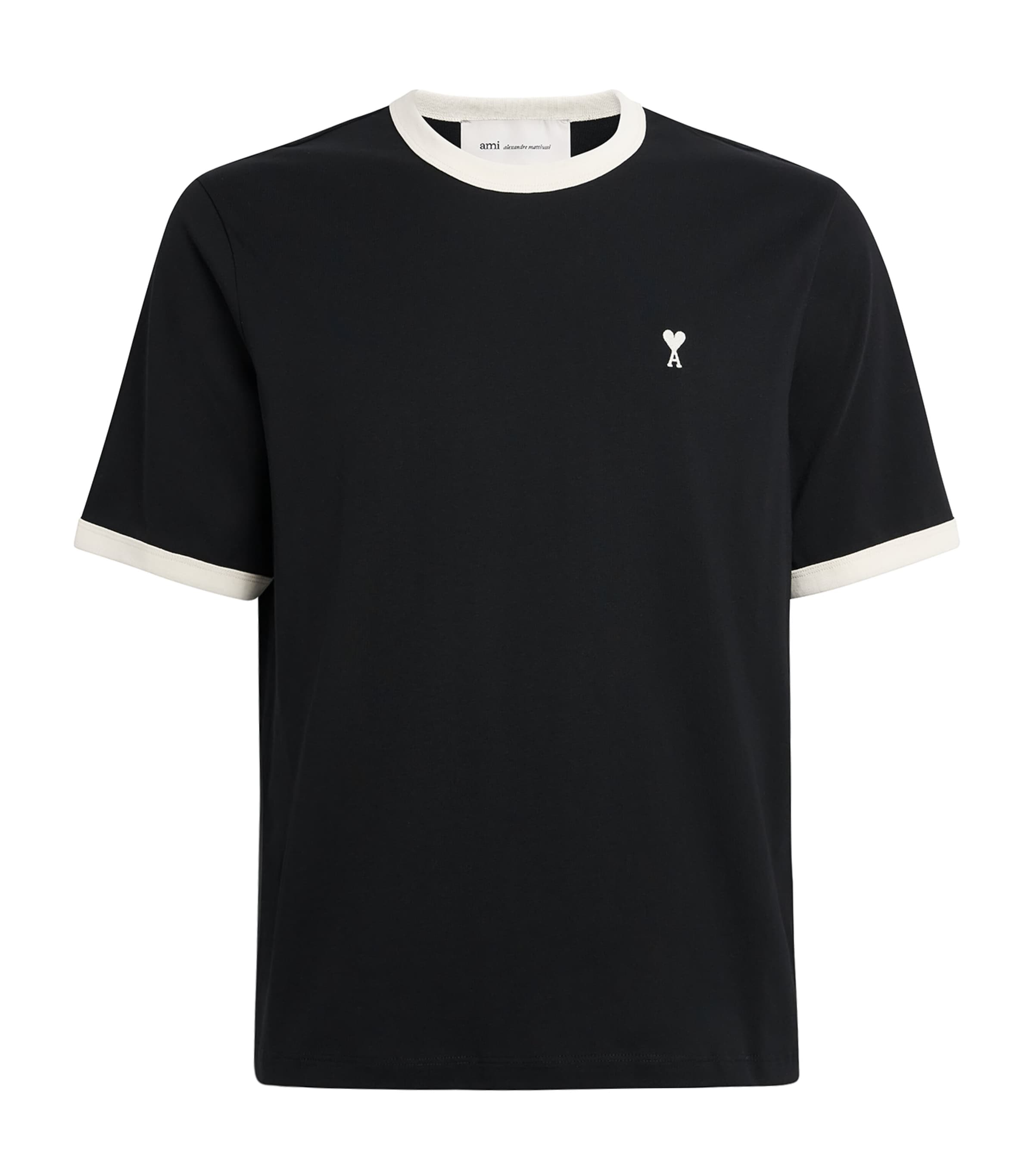AMI Paris Mens Cotton Ami De Coeur T-Shirt Noir/ivoire