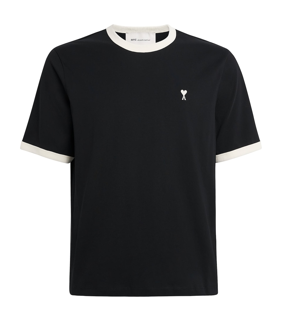 AMI Paris Mens Cotton Ami De Coeur T-Shirt Noir/ivoire