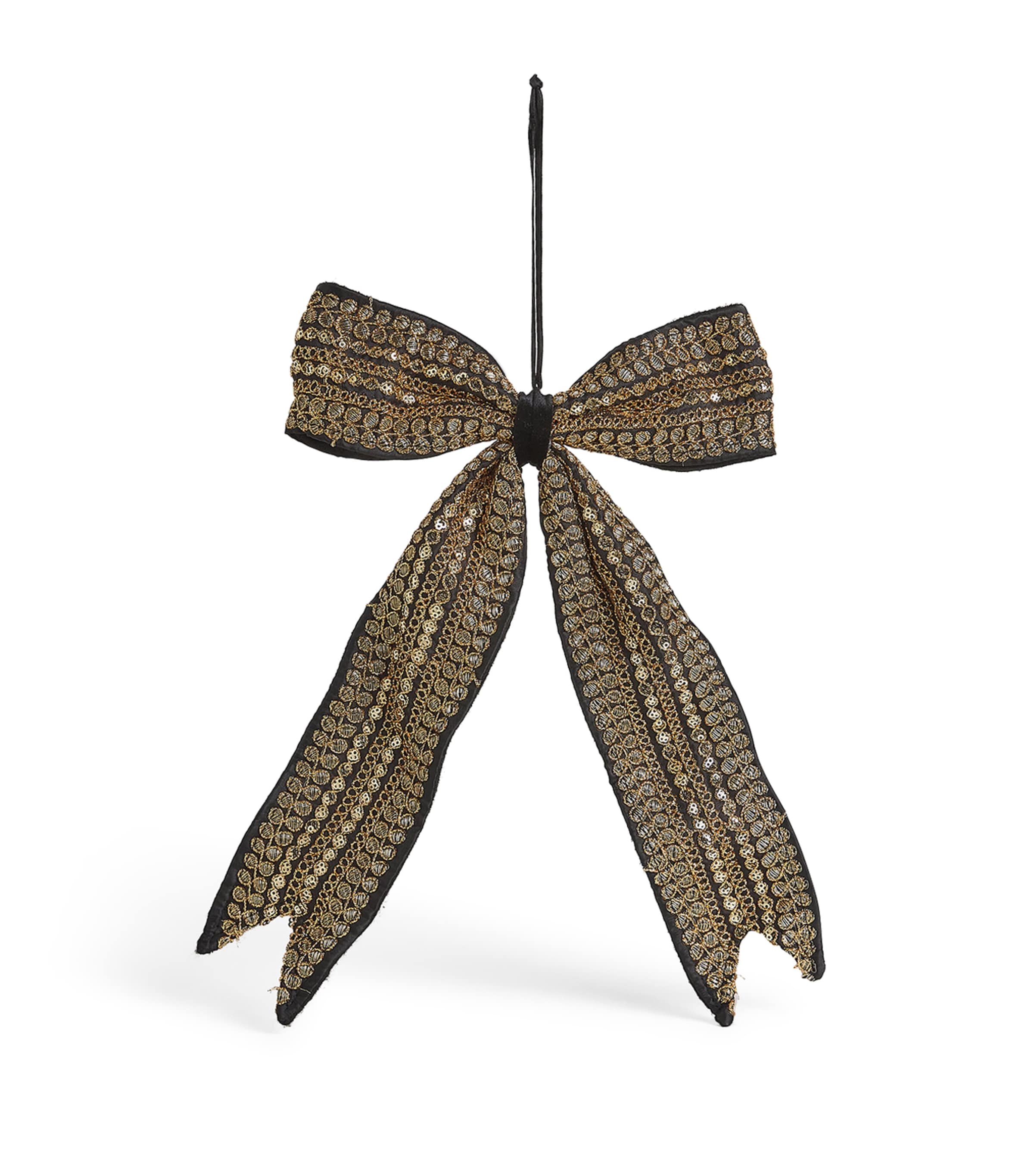 Luxury Garland Embellished Bow Tree Decoration Black And Gold