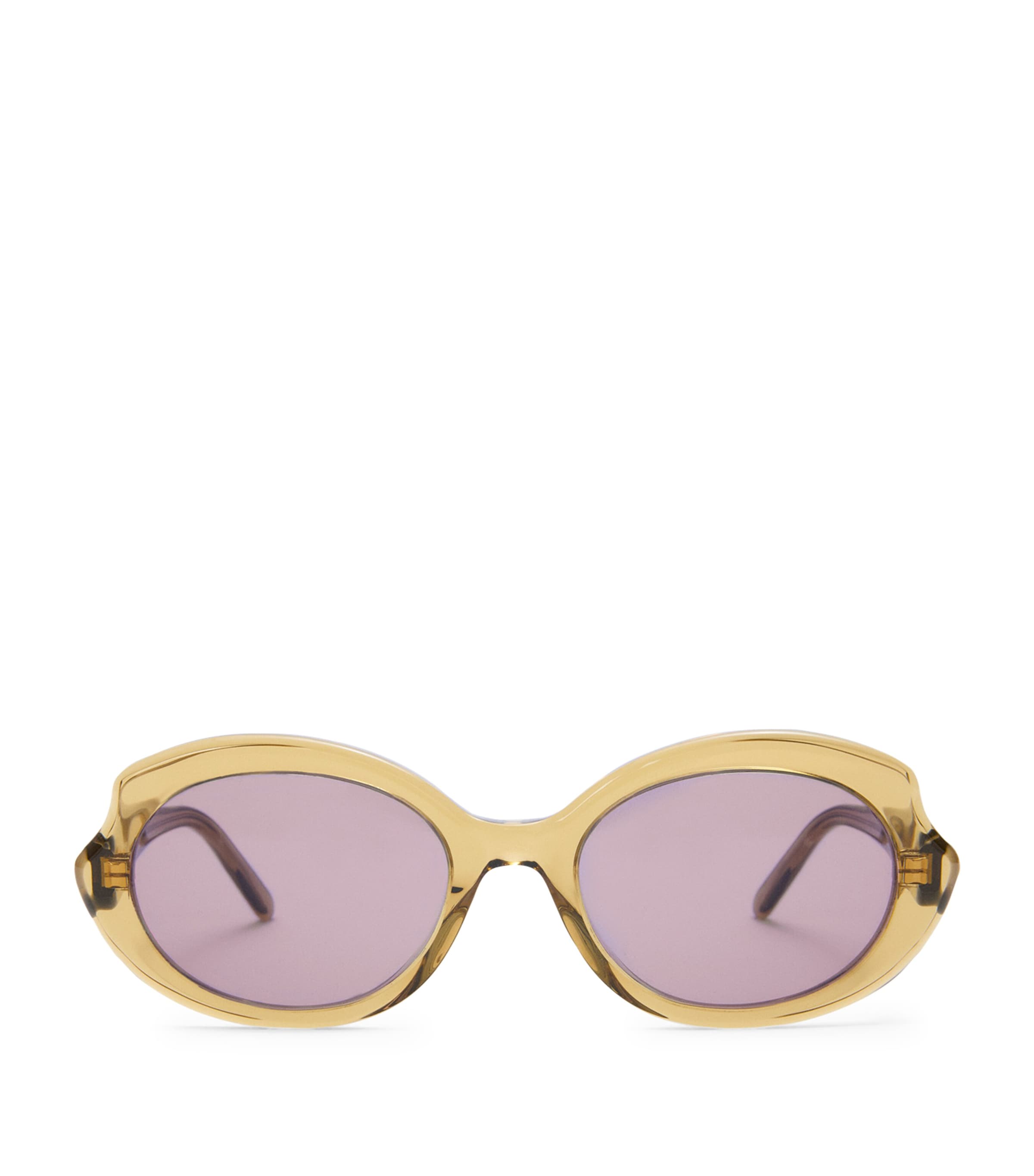 LOEWE Acetate Mini Oval Slim Sunglasses Transparent Olive