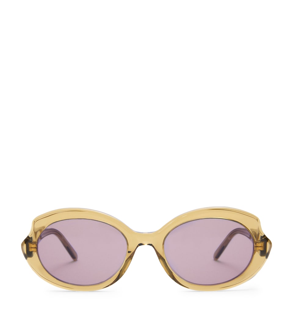 LOEWE Acetate Mini Oval Slim Sunglasses Transparent Olive