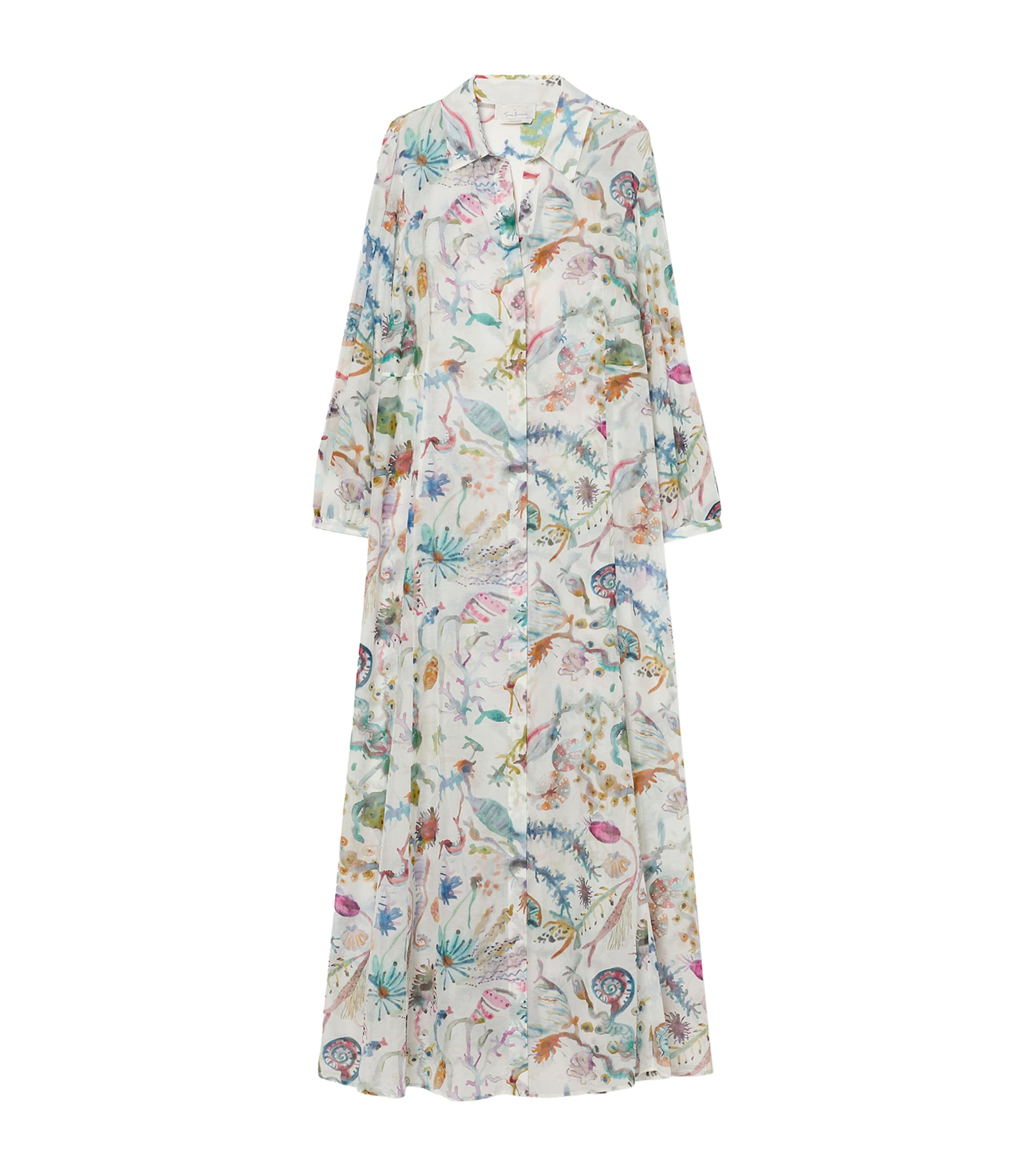Marina Rinaldi Womens Cotton-Silk Maxi Shirt Dress Ice