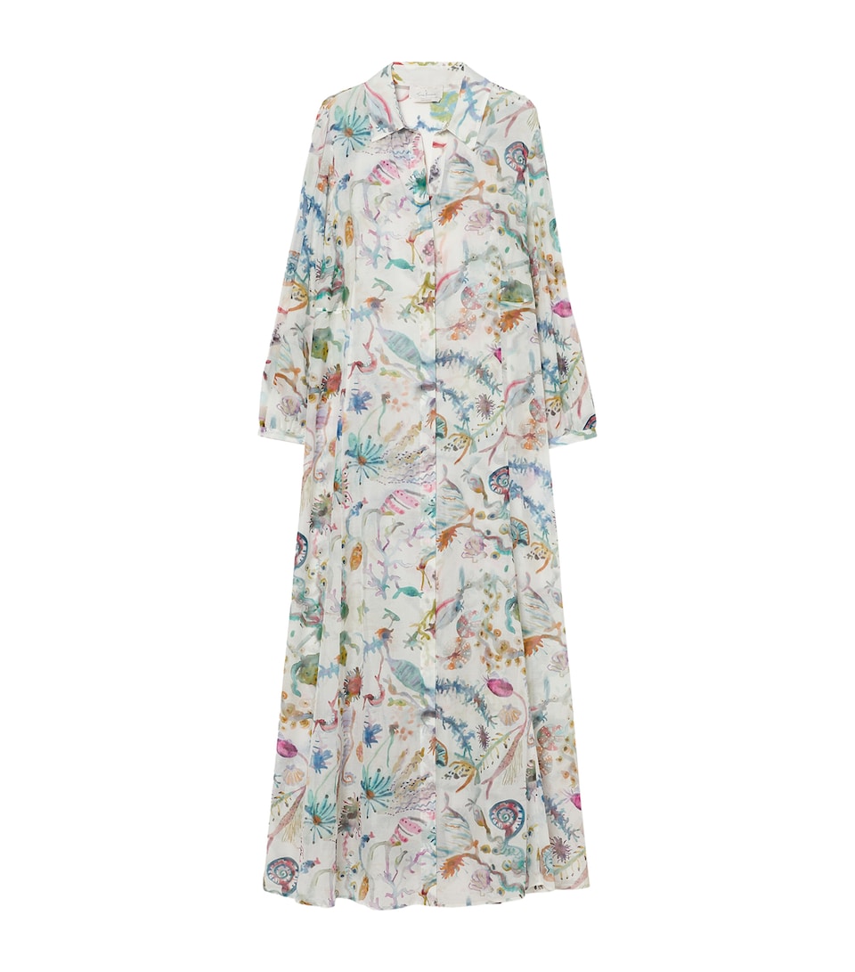 Marina Rinaldi Womens Cotton-Silk Maxi Shirt Dress Ice