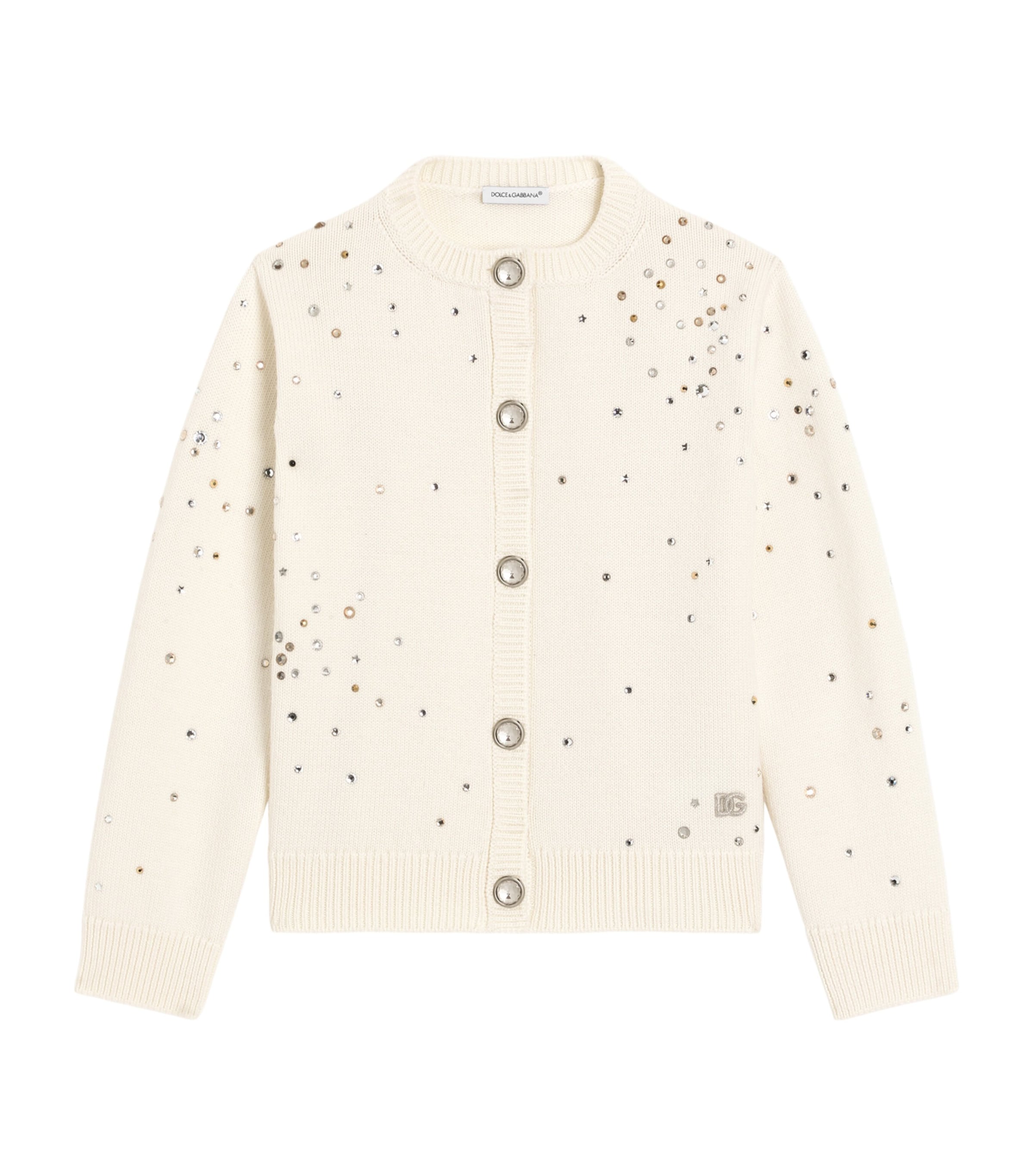 Dolce&Gabbana Kids Wool Embellished Cardigan (8-12+ Years) Ivory