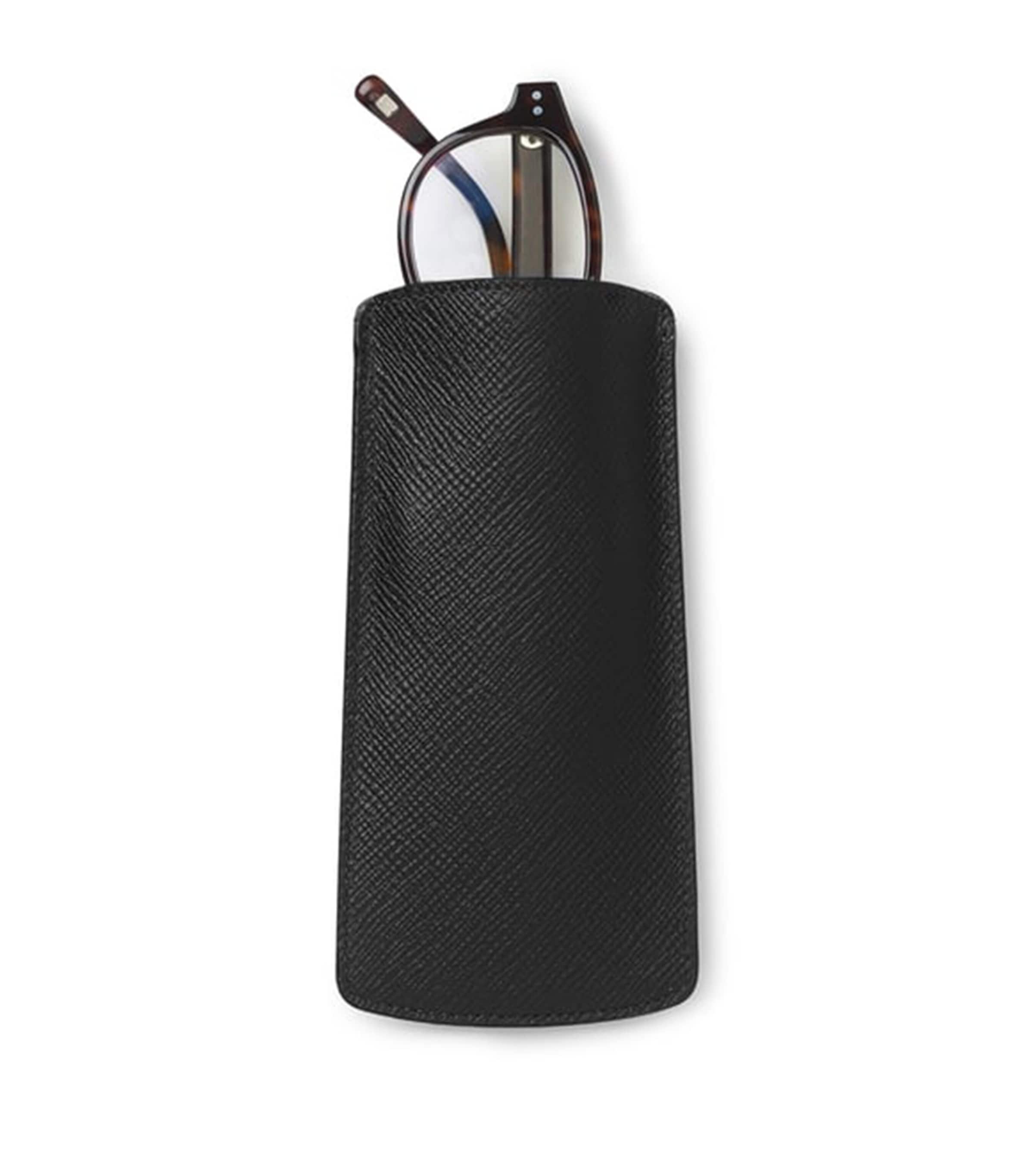 Smythson Panama Leather Glasses Case Black