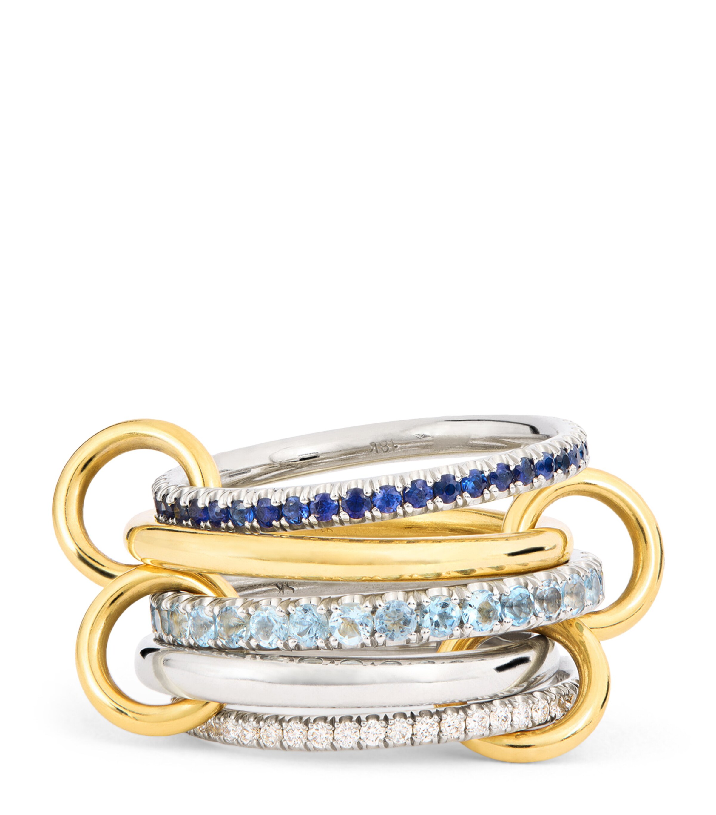 Mixed Gold, Diamond, Sapphire and Aquamarine Ring