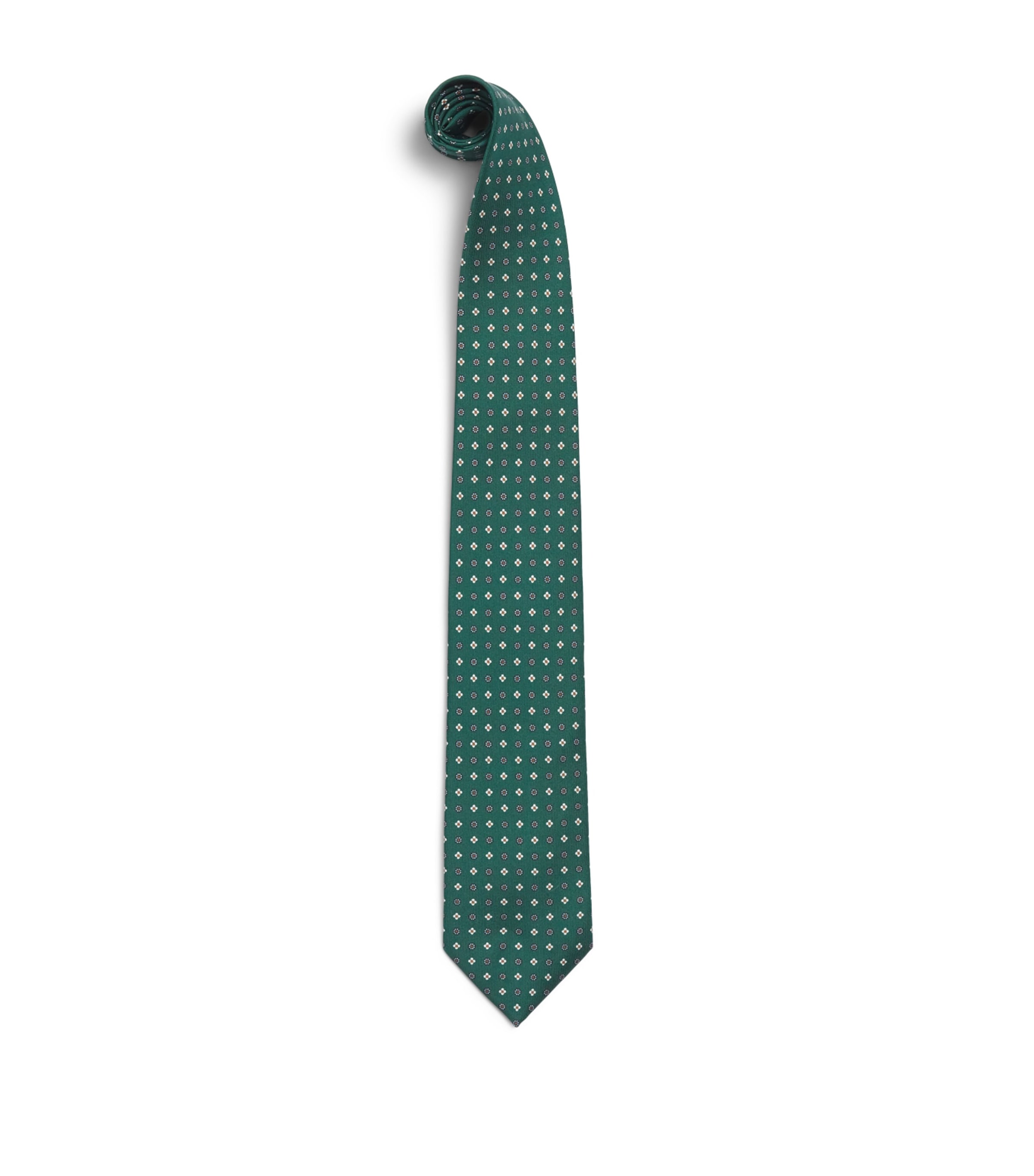 E. Marinella Silk Floral Tie Green