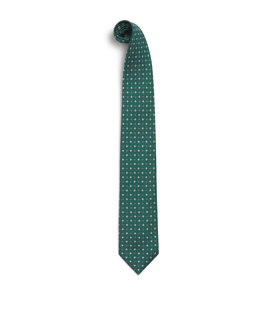 E. Marinella Silk Floral Tie Green
