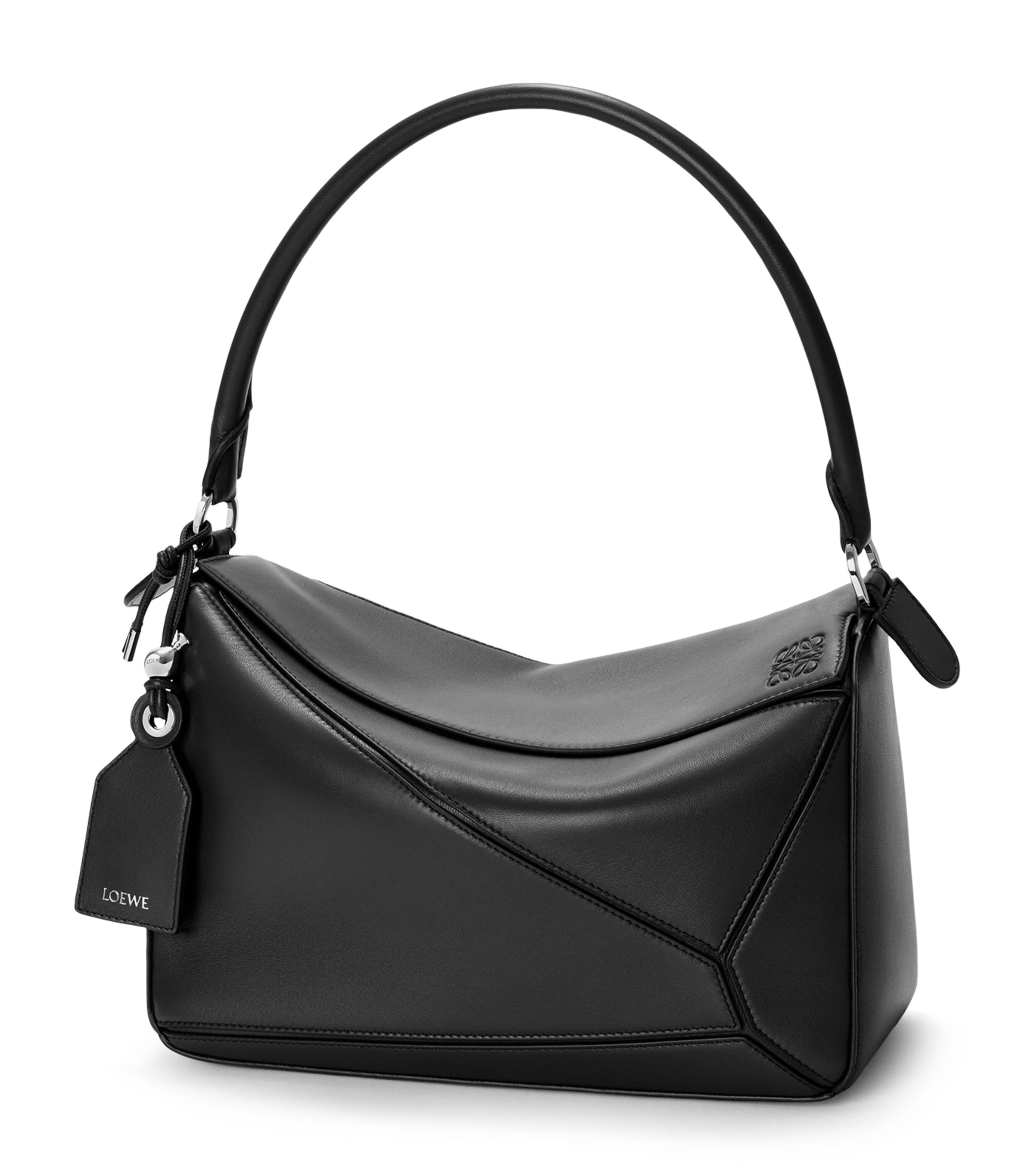 LOEWE Medium Leather Featherlight Puzzle Top-Handle Bag Black