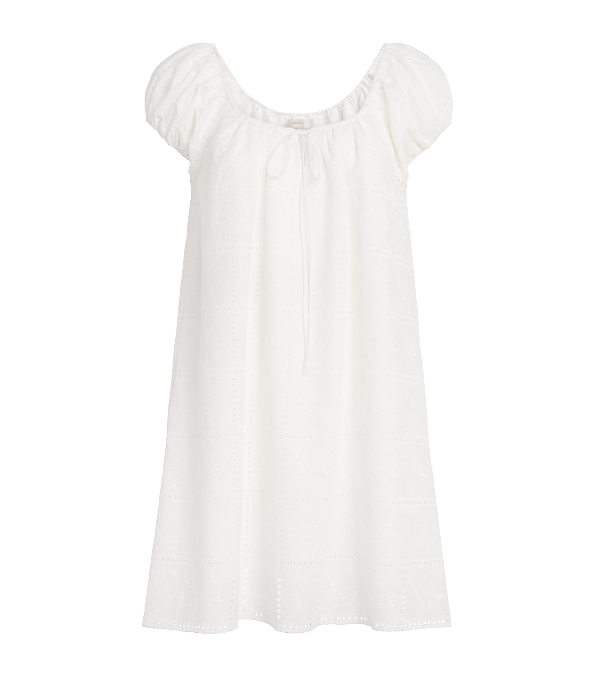 Faithfull The Brand Womens Broderie Anglaise Serafina Mini Dress Hndkrchf Brdrie Whte