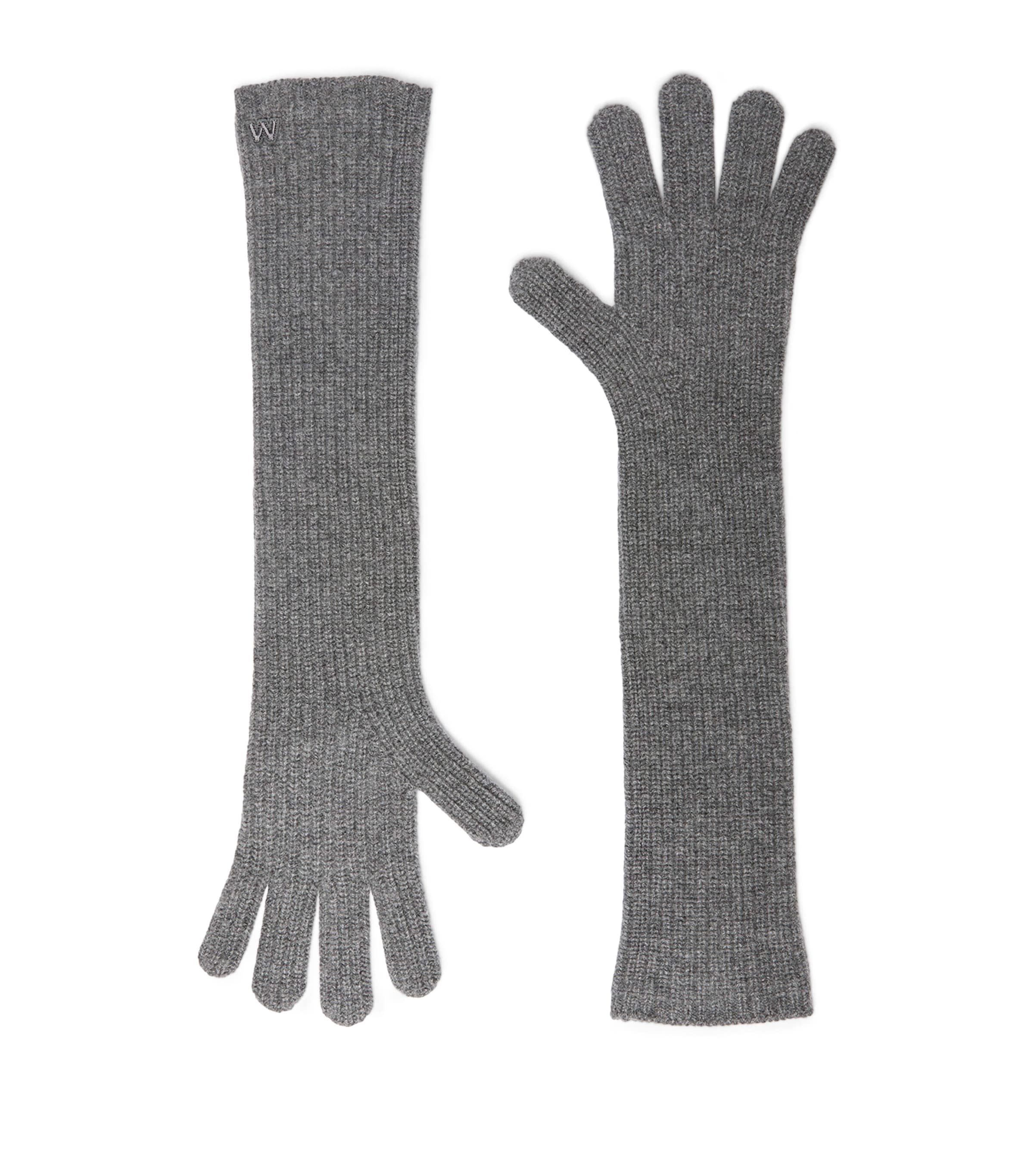 Weekend Max Mara Cashmere Logo Gloves Light Grey