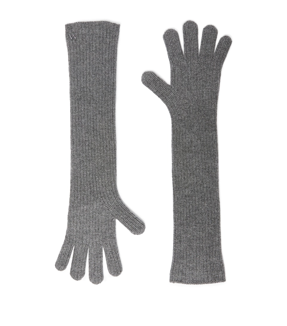 Weekend Max Mara Cashmere Logo Gloves Light Grey