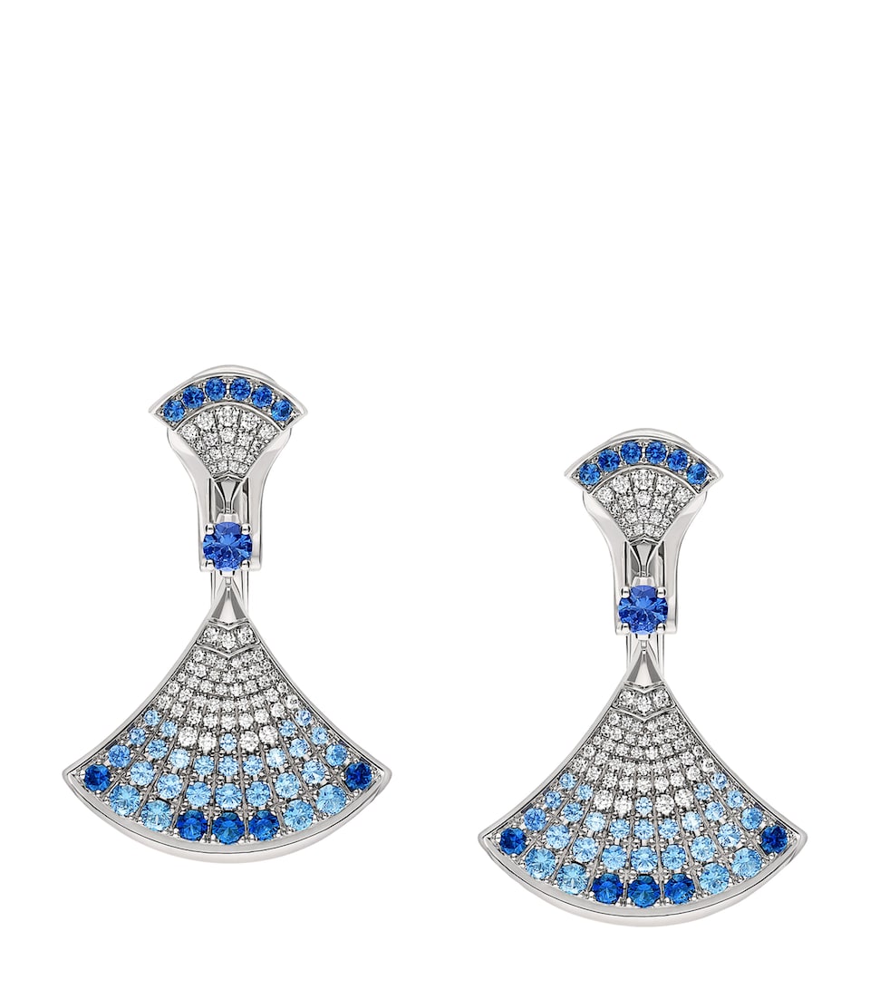 White Gold, Diamond and Sapphire Divas’ Dream Earrings