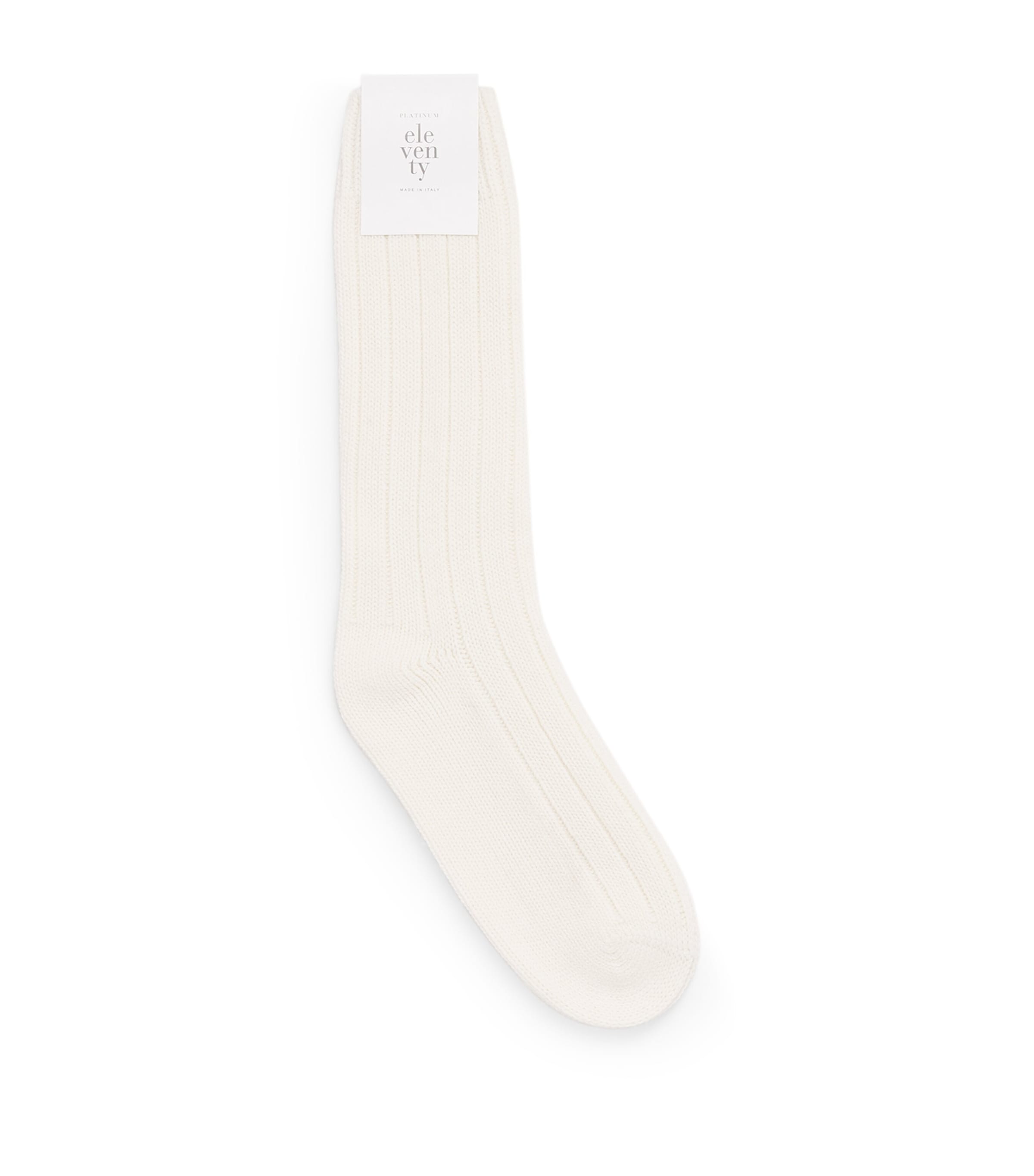 Eleventy Mens Wool-Cashmere Blend Ribbed Socks Bianco