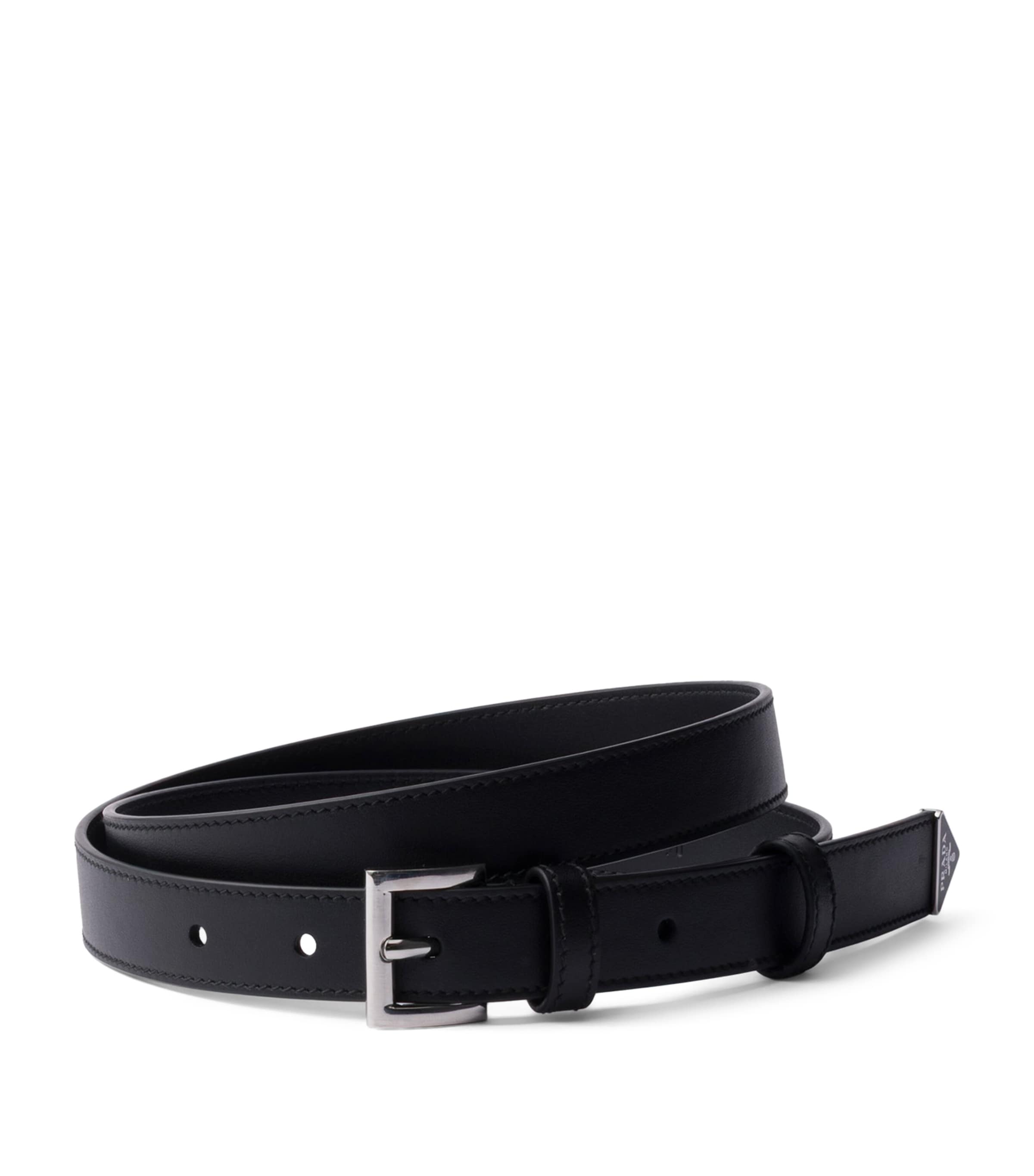 Prada Leather Triangle Belt Black