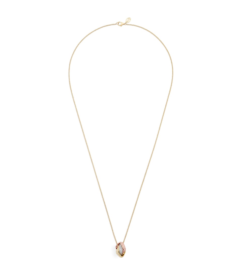 Mixed Gold and Diamond Trinity Cushion Pendant Necklace