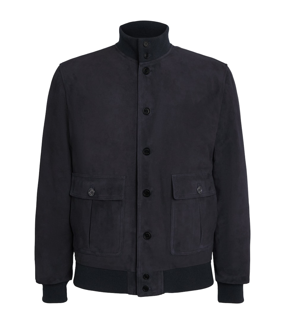 Valstar Mens Suede Valstarino Bomber Jacket Dark Blue