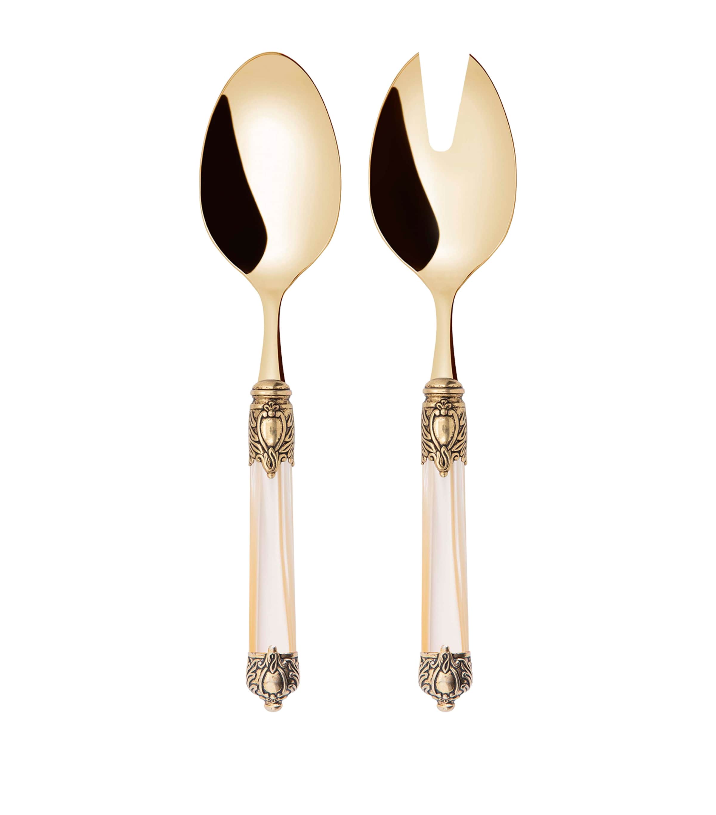 Bugatti Stainless Steel Rinascimento 2-Piece Serving Set Pvd Gld Ivory Hndle