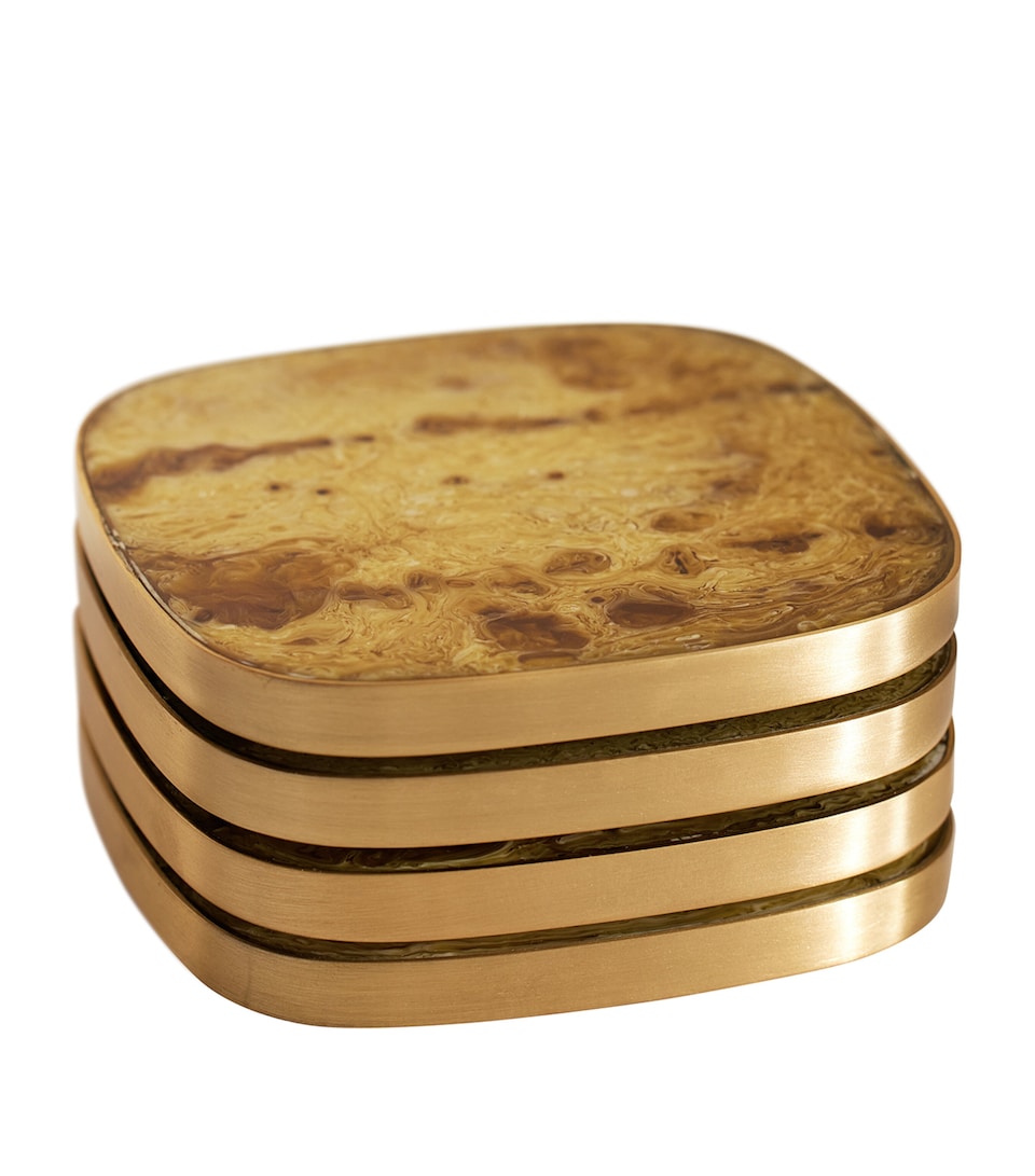 Soho Home Set of 4 Resin-Brass Bodiam Coasters (10cm x 10cm) Brown