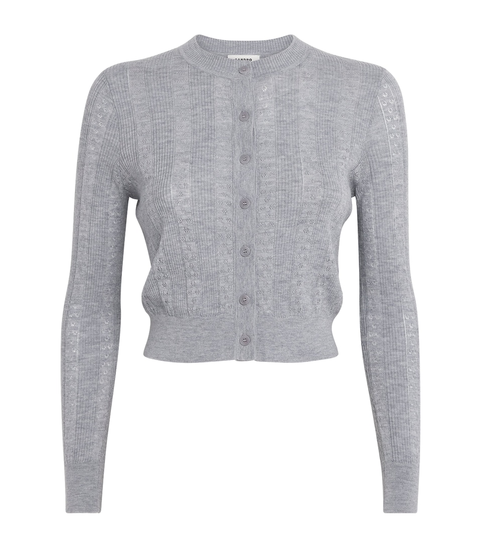 Wool Pointelle-Knit Cardigan