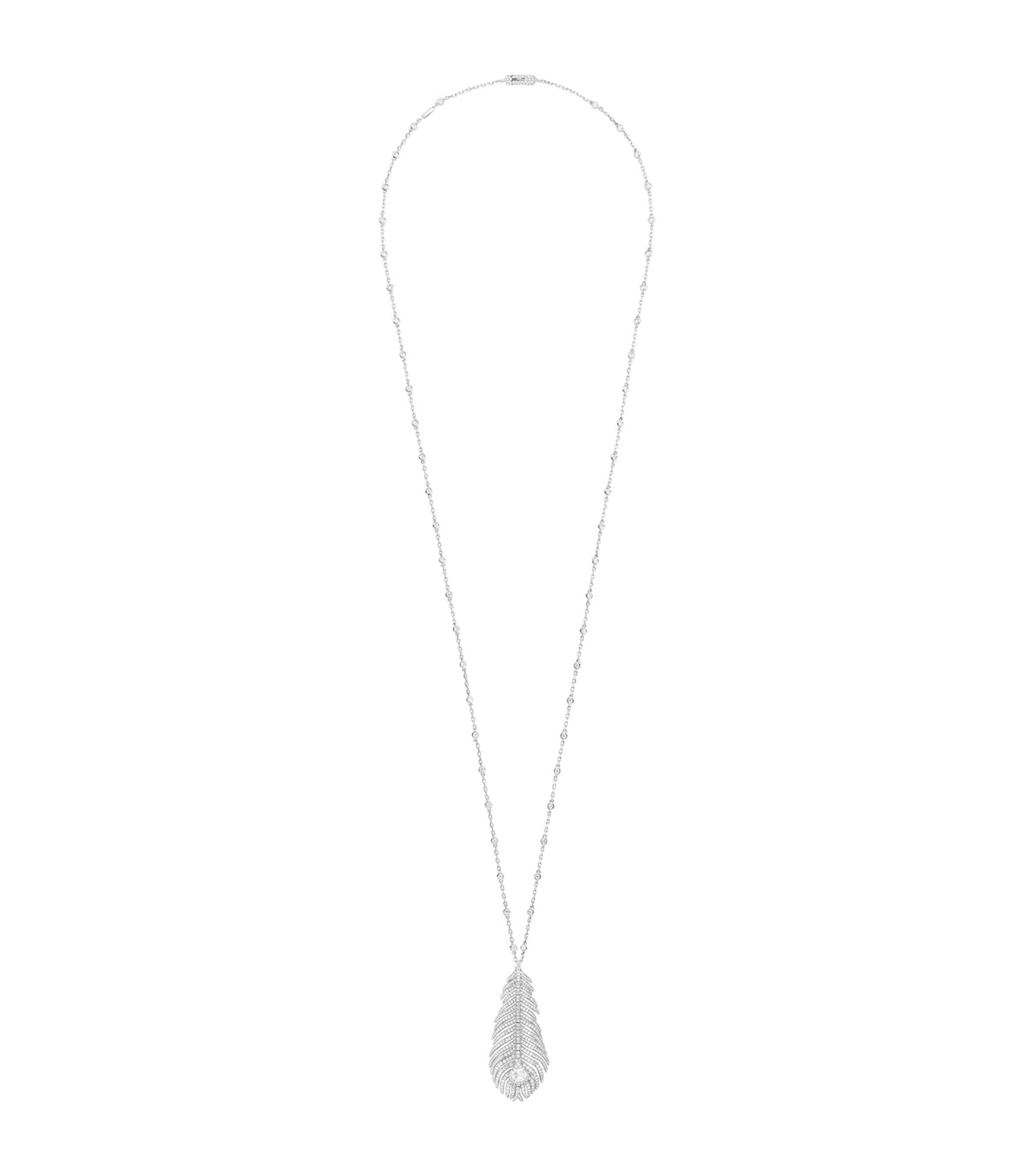 White Gold and Diamond Plume de Paon Necklace