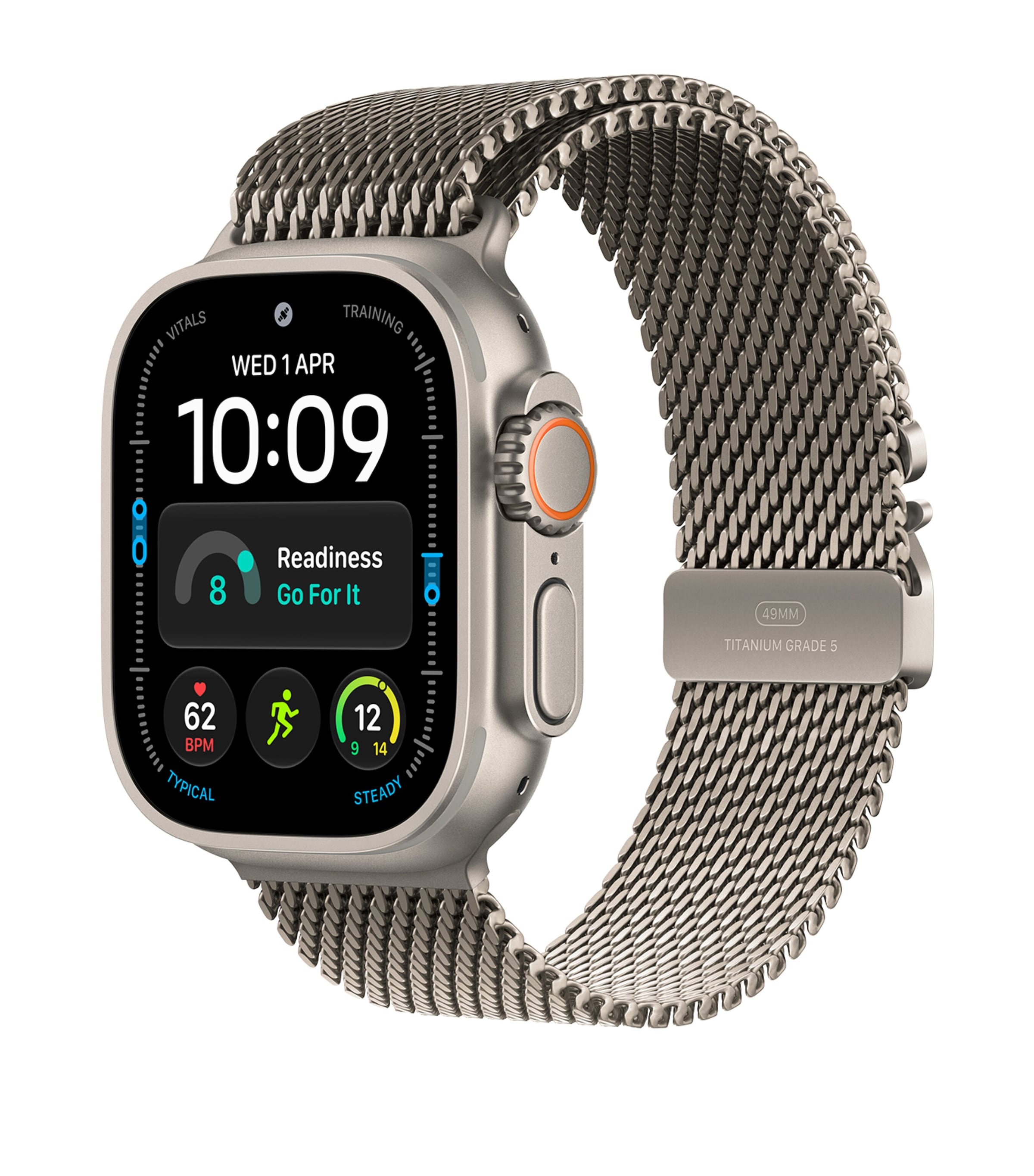 Apple Apple Watch Ultra 4 GPS + Cellular – Natural Titanium with Natural Titanium Milanese Loop, 49mm, Medium Natural Titanium