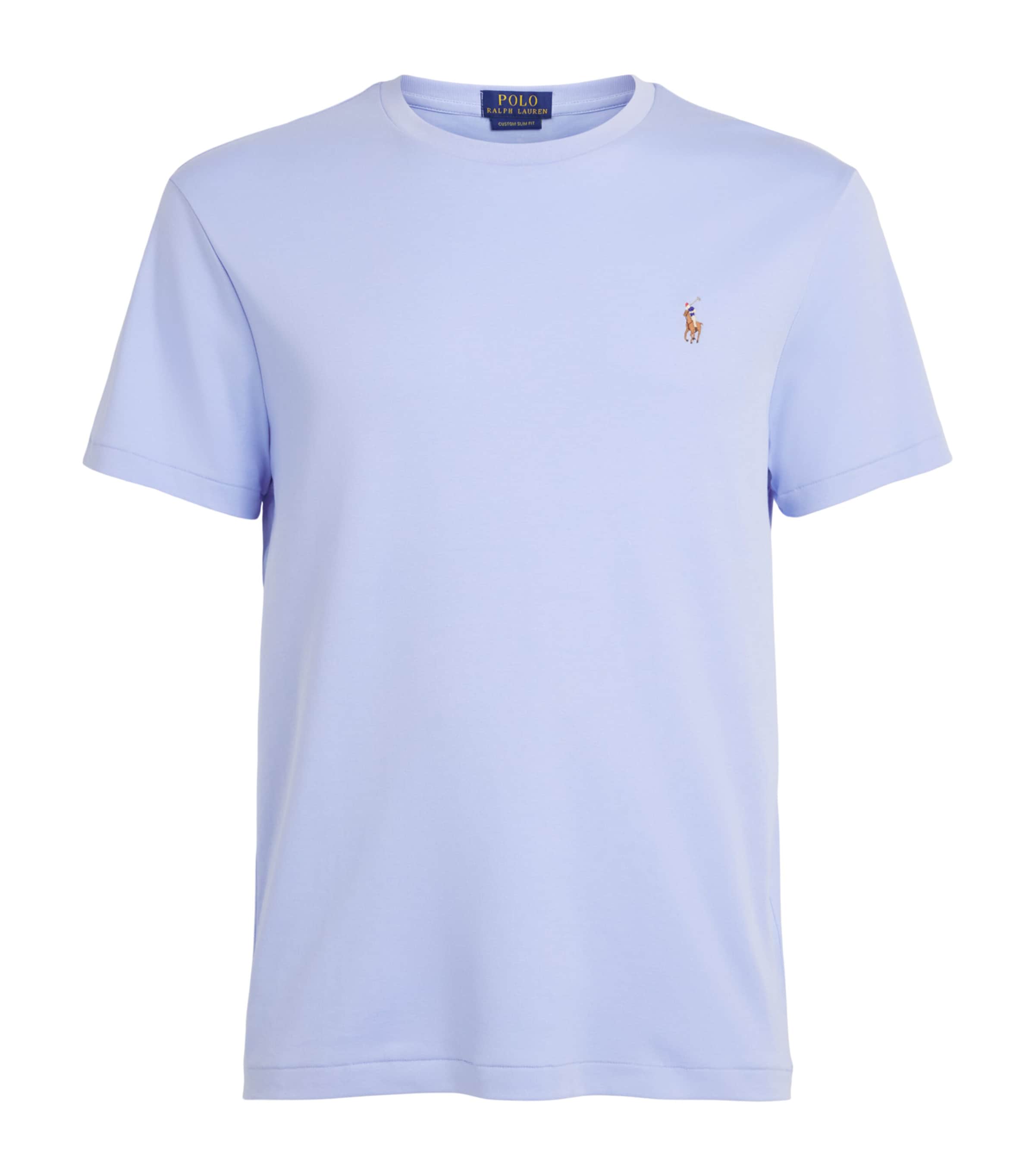 Polo Ralph Lauren Mens Pima Cotton Polo Pony T-Shirt Pebble Blue