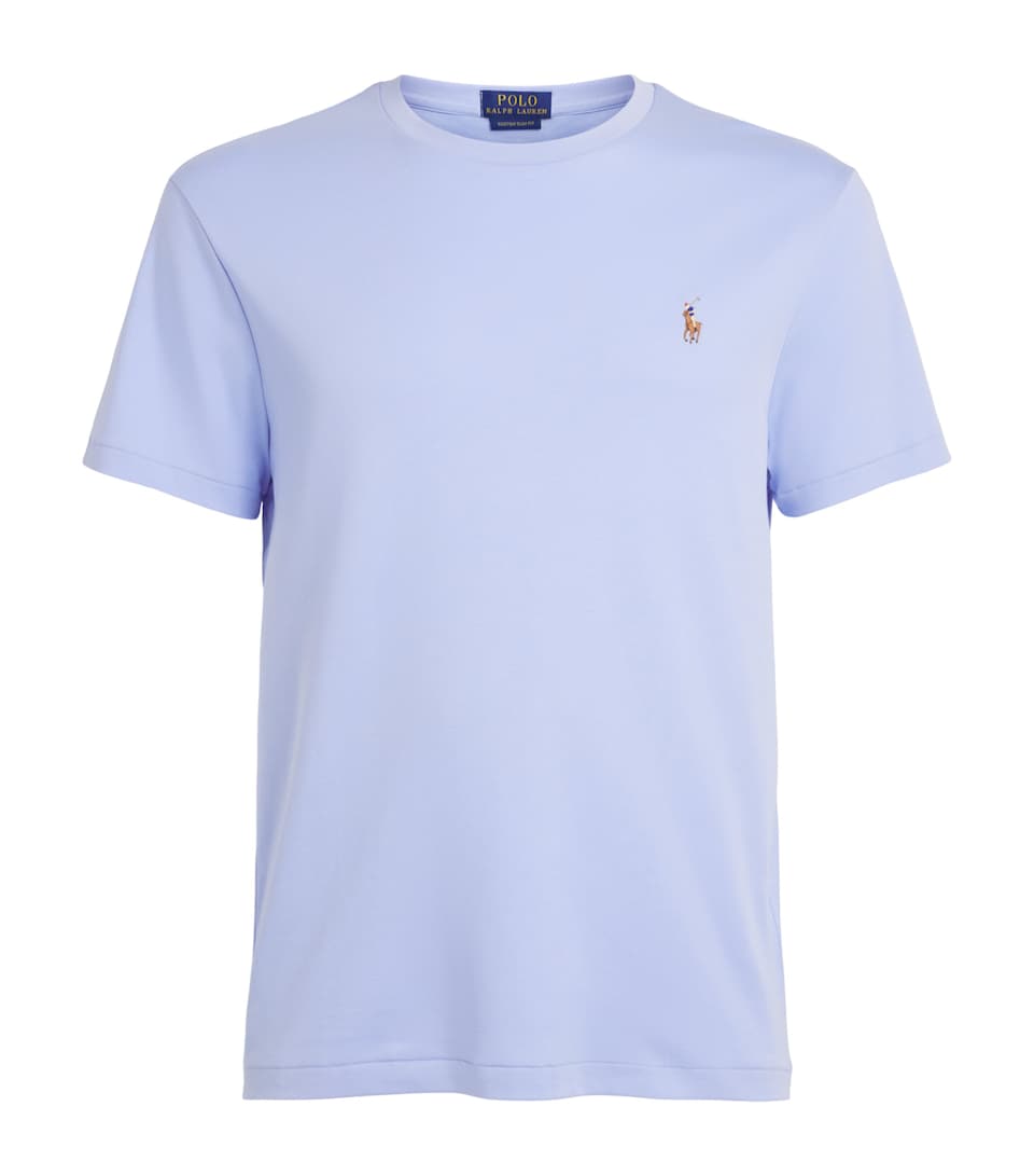 Polo Ralph Lauren Mens Pima Cotton Polo Pony T-Shirt Pebble Blue