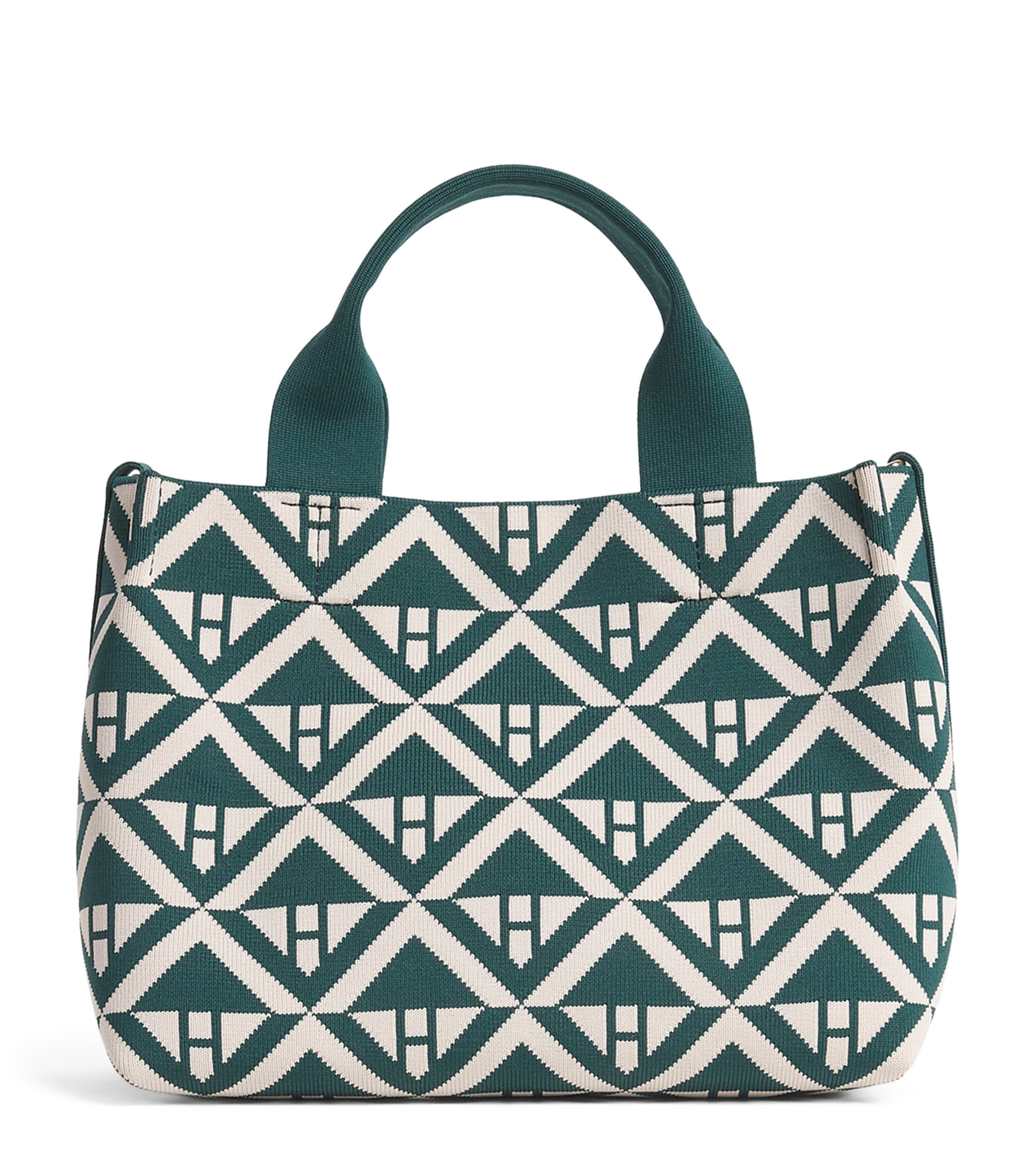 Harrods Small Geometric Tote Bag Harrods Green