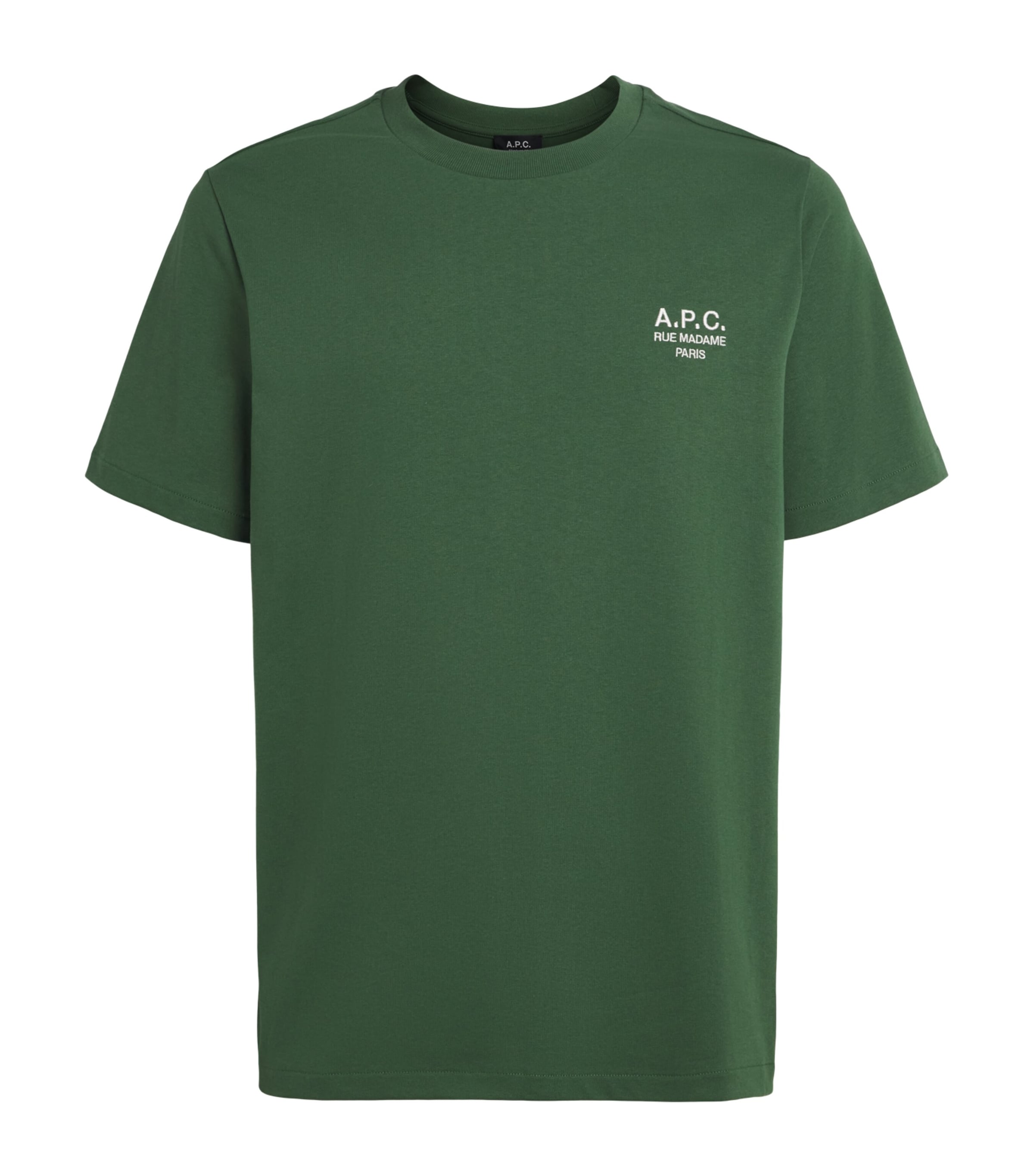 A.P.C. Mens Organic Cotton Rue Madame Logo T-Shirt Vert Fonce/blanc