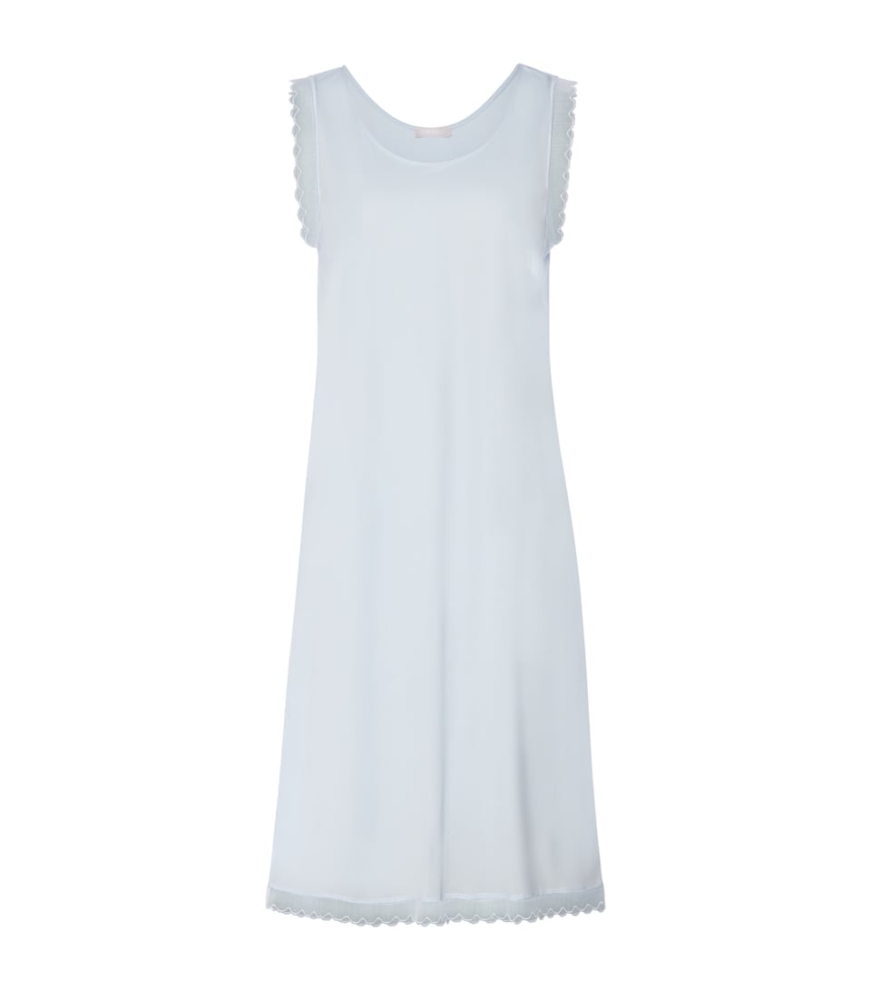 Hanro Womens Cotton Inaya Nightdress Watery Blue