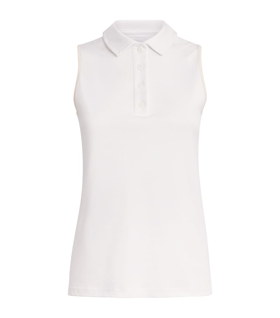 Eleventy Womens Cotton Sleeveless Polo Shirt Bianco E Avorio
