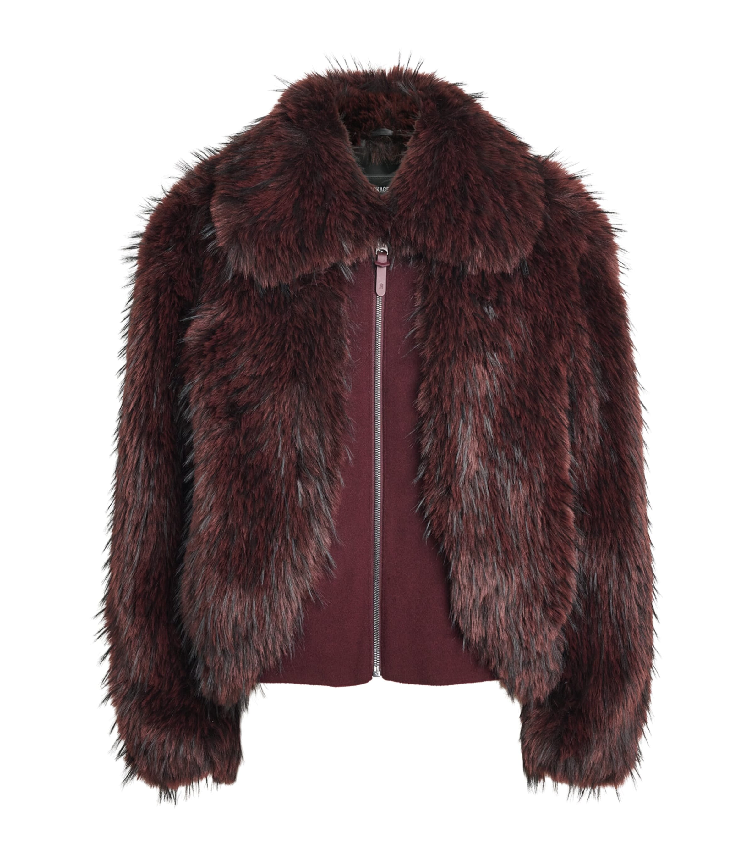 Mackage Womens Faux Fur Nanny Jacket Black Garnet