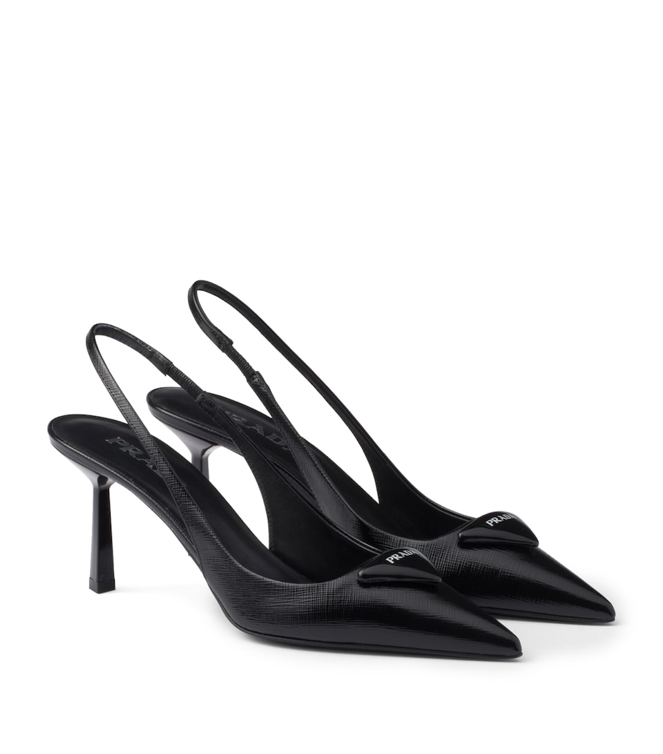 Saffiano Leather Slingback Pumps 75