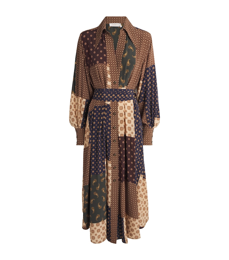 Zimmermann Womens Printed Tuck Midi Dress Geo Patch Print