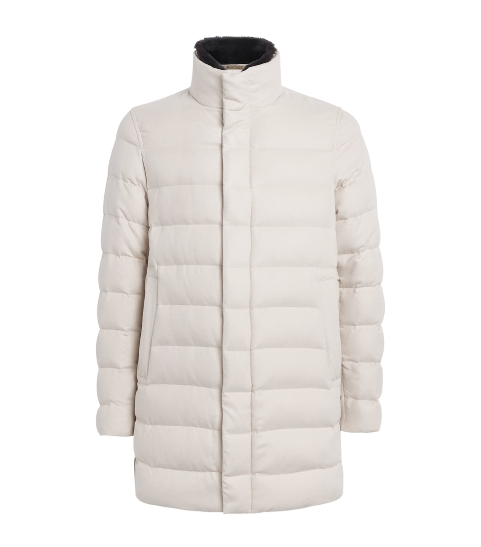 Herno Mens Silk-Cashmere Down Jacket Chantilly
